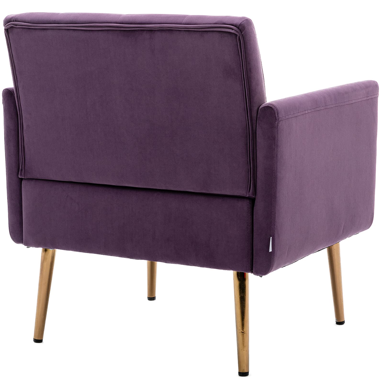 Modern Velvet Accent Chair with Gold Metal Feet - Luxurious Living Room & Bedroom Lounge Chair, Compact Single Sofa for Small Spaces, Perfect TV Armrest Seat for Home, Office or Coffee Shop (Purple) - Ideal for Relaxing, Reading & Entertaining Guests