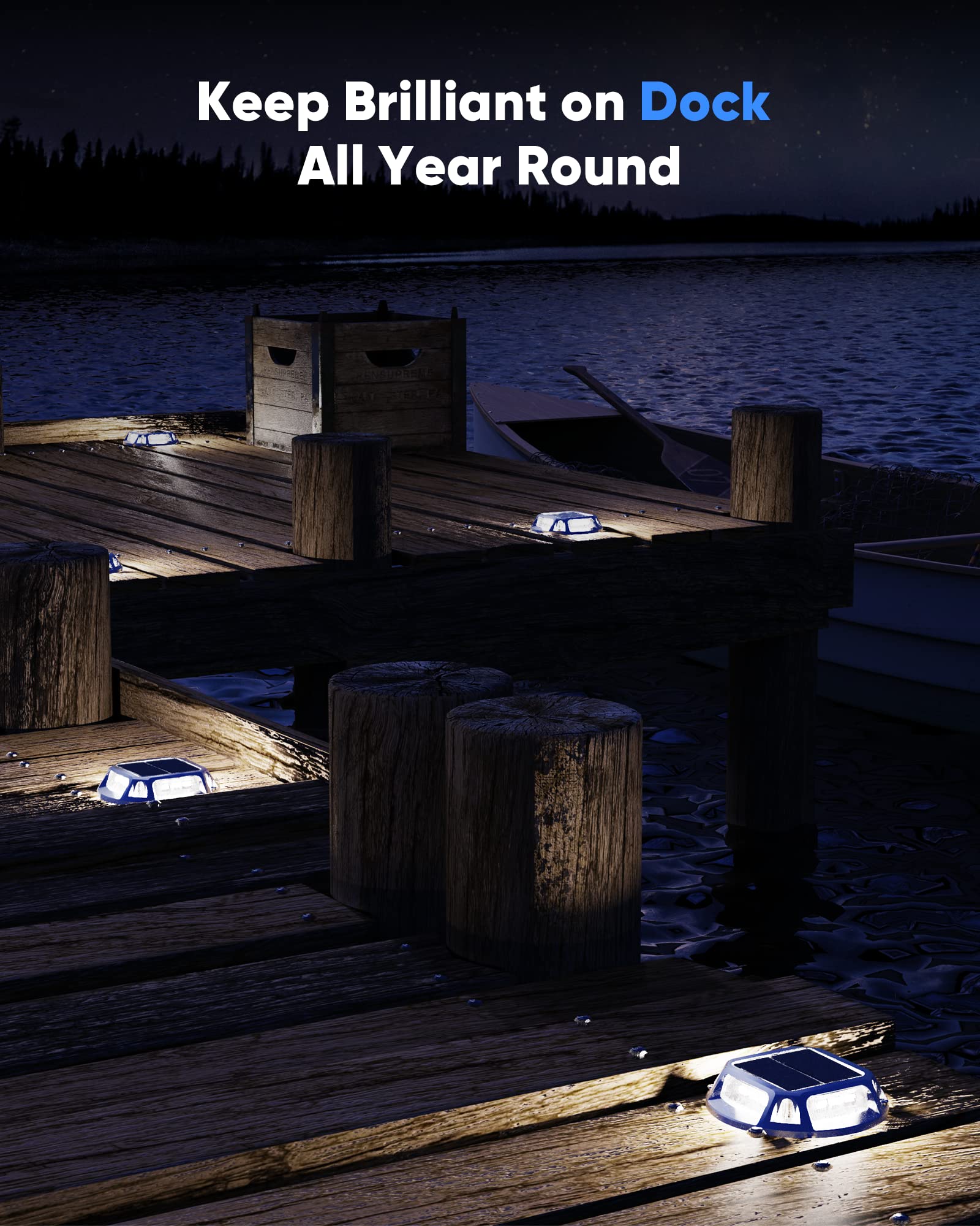 JACKYLED 12-Pack Solar Driveway Marker Lights - Outdoor Waterproof 12 LED Solar Powered Lights for Boat Dock, Deck, Garden, Walkway, Stairs - IP68 Waterproof Road Studs (Cool White) | Perfect for Pathway Lighting, Landscape Accents & Nighttime Safety