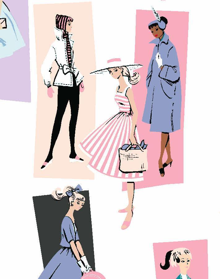 Barbie™ Mod Shapes Wallpaper - Lavender Peach Peel & Stick Design for Kids Room, Nursery, or Playroom Decor