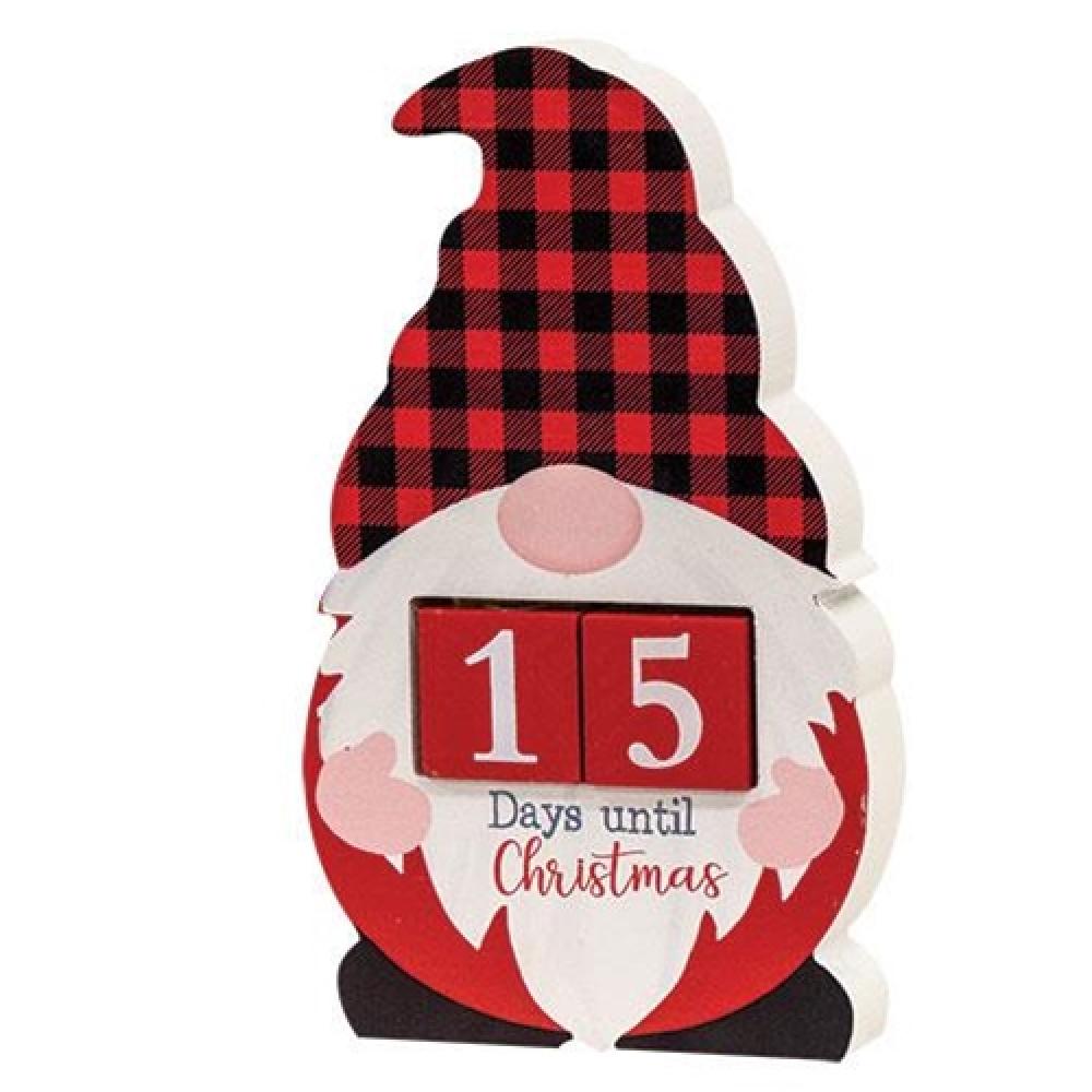 Buffalo Check Gnome Christmas Countdown Calendar - Festive Holiday Decor for Home, Office & Gifts - Perfect for Christmas Countdown & Winter Decorations