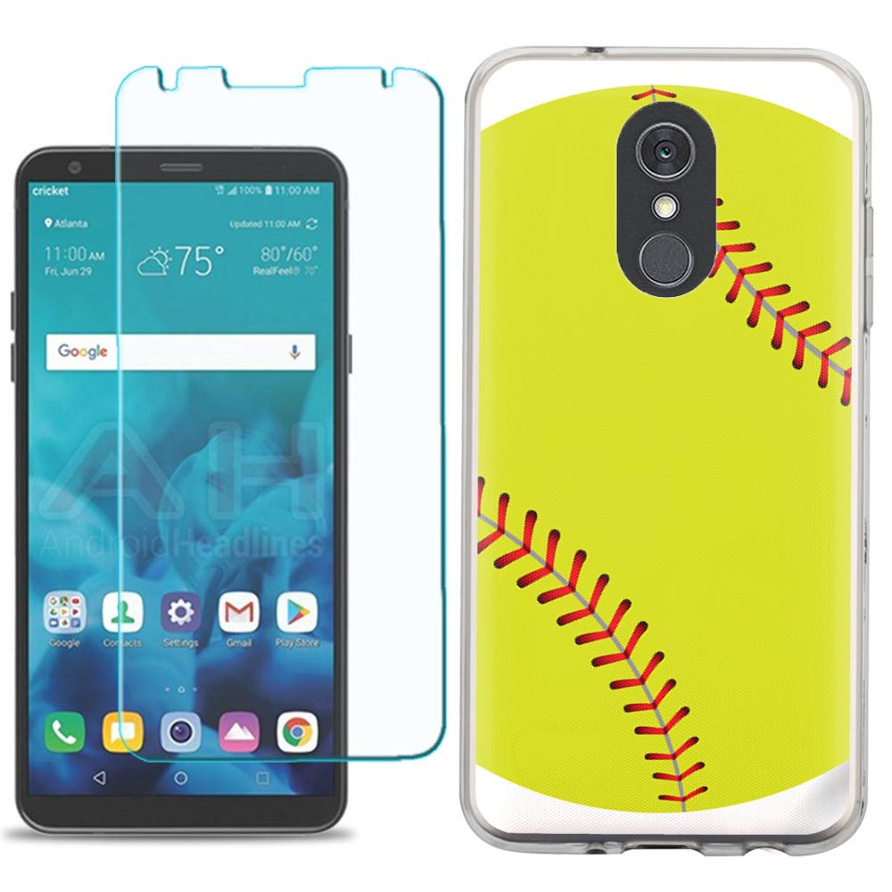 LG Stylo 5 Phone Case - Slim Fit Shockproof TPU Cover with Tempered Glass Screen Protector | One Tough Shield Softball Green | Perfect for Everyday Protection & Outdoor Activities