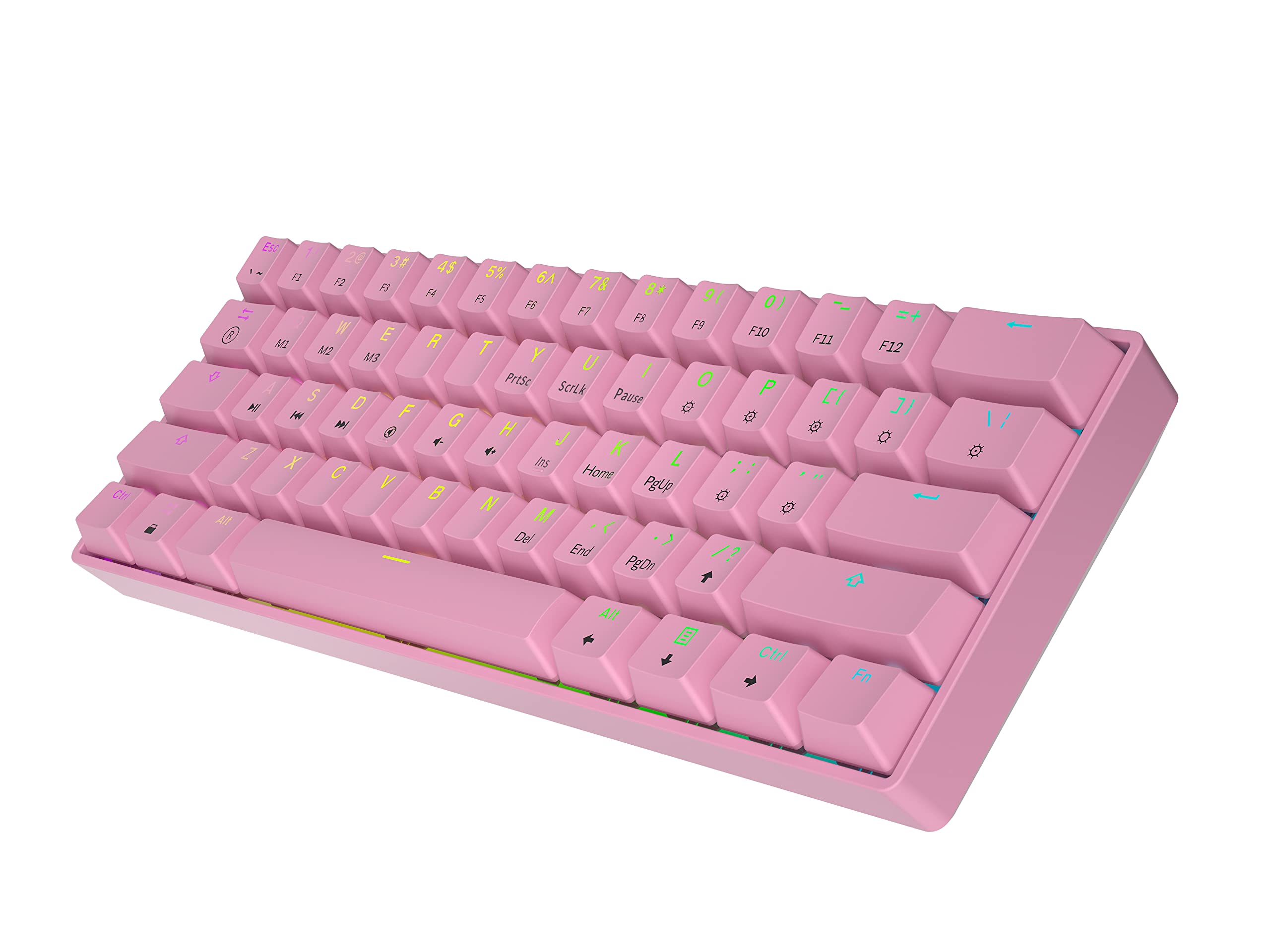 GK61 61-Key Mechanical Gaming Keyboard with RGB Backlit, Gateron Yellow Switches, Wired Programmable for PC & Mac - Perfect for Esports, Typing & Office Work (Prism Pink)
