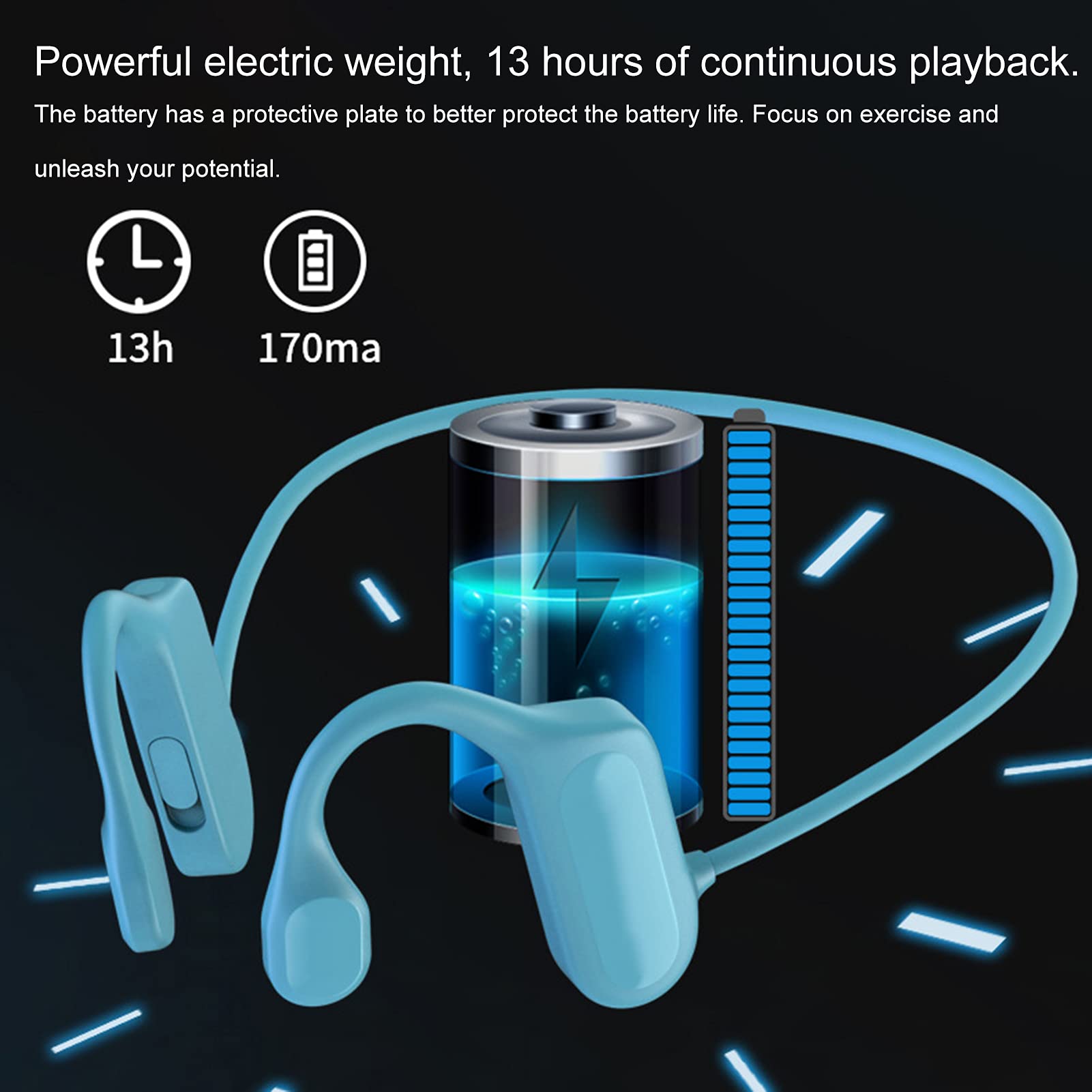 BL09 Wireless Bluetooth Bone Conduction Headphones - IPX5 Waterproof, 8H Playtime, Lightweight Open-Ear Design for Running, Cycling, Gym Workouts (Green) - Perfect for Outdoor Sports & Active Lifestyle
