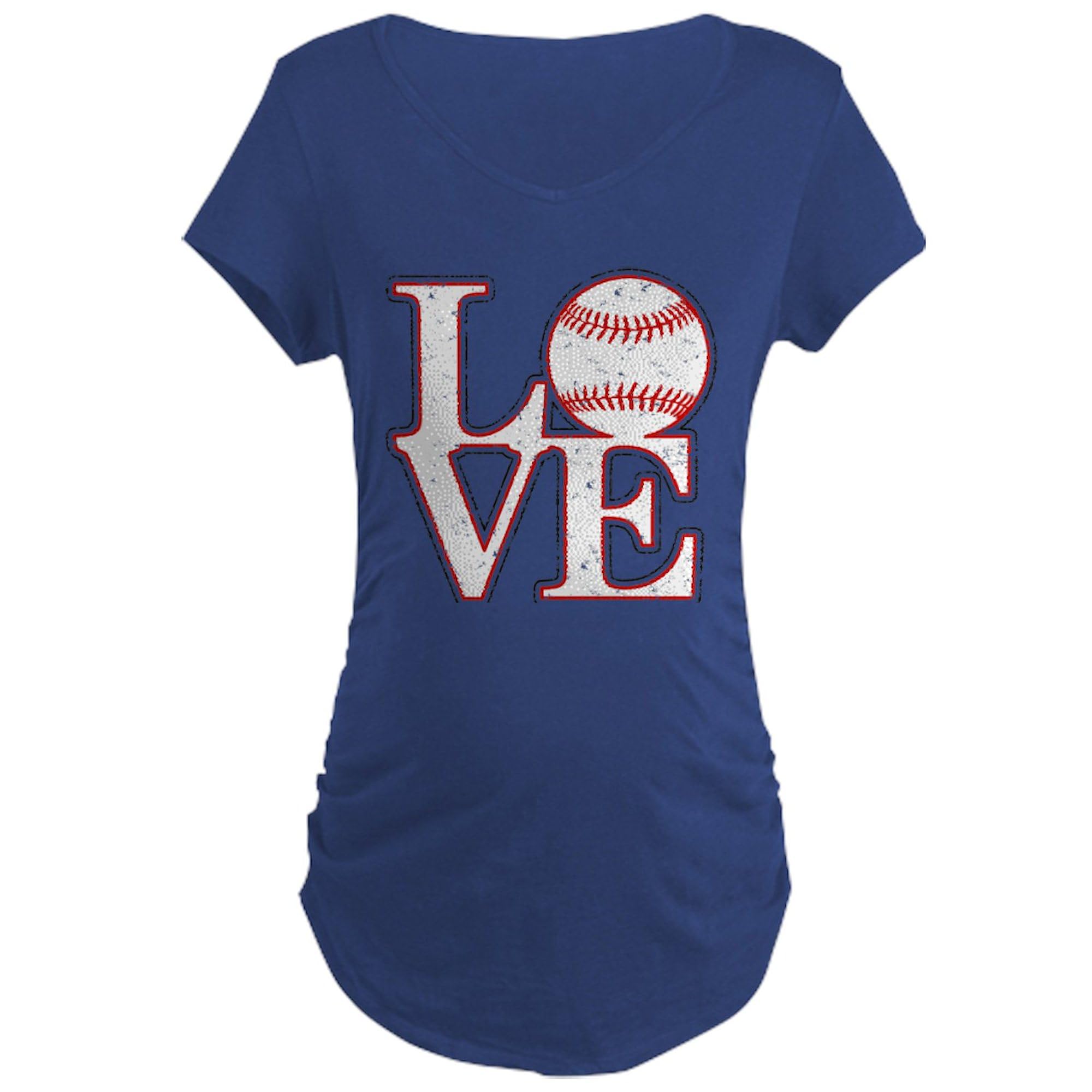 Love Baseball Maternity T-Shirt for Women - Classic Ruched Side Design - Perfect for Pregnancy, Baseball Games & Casual Wear