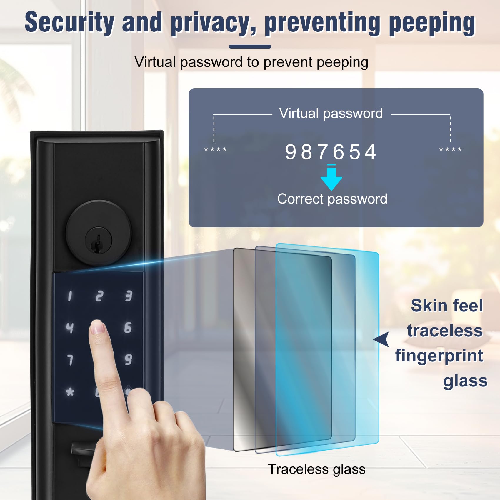 Smart Keyless Entry Door Lock - Touchscreen Keypad Electronic Digital Lock with Auto Lock & Tuya App Control - Matte Black Front Door Smart Lock for Home Security & Convenience (Ideal for Vacation Homes, Rentals & Smart Home Integration)