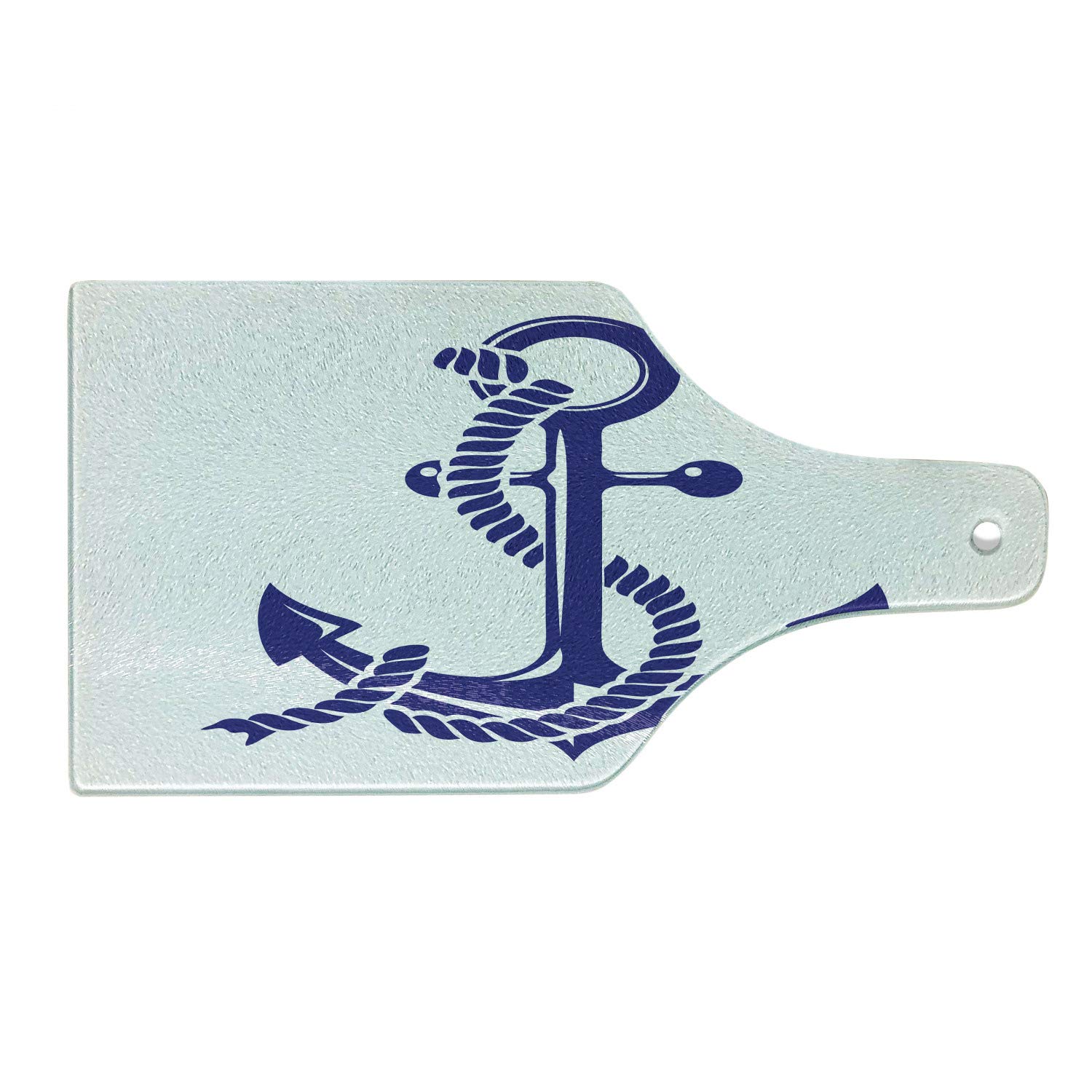 Ambesonne Nautical Anchor Design Tempered Glass Cutting Board - Dark Lavender & White Wine Bottle Shape for Kitchen Prep, Charcuterie Serving & Home Decor