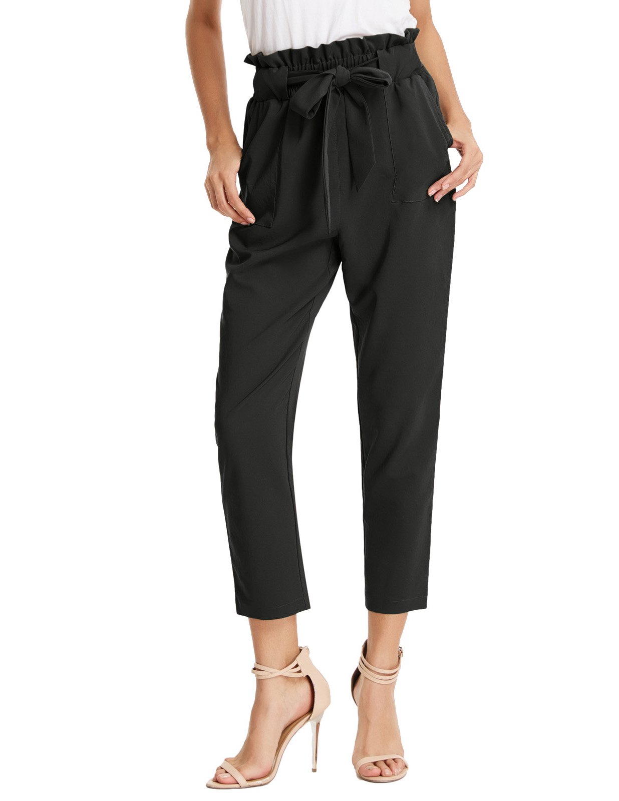 GRACE KARIN Women's High Waisted Paper Bag Pants - Slim Fit Office Pencil Pants for Work, Business Casual & Everyday Wear | Comfortable Stretch Trousers for Professional & Smart Outfits