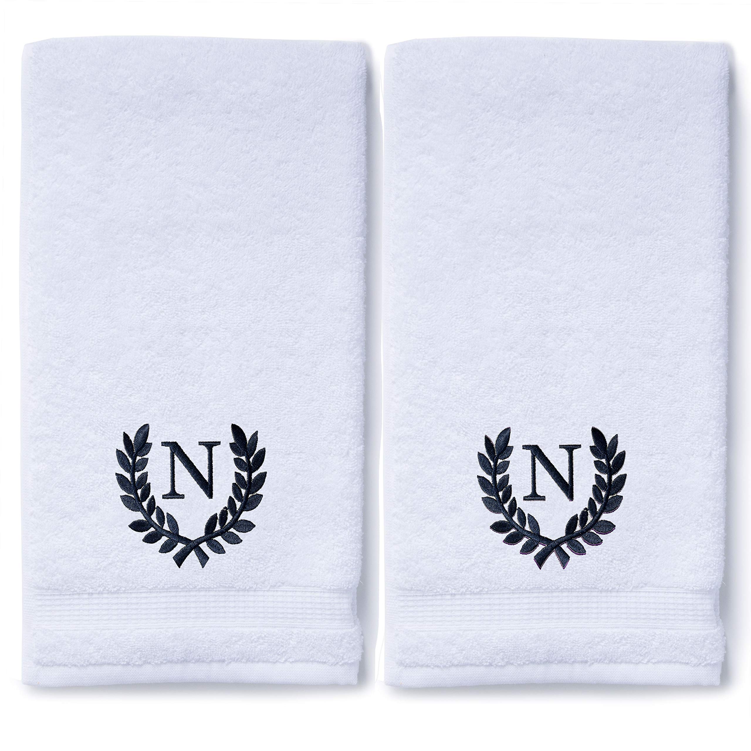 Personalized Monogrammed Hand Towels Set of 2 - Luxury Turkish Bath & Kitchen Towels 16x30 Inch | Custom Wedding Bridal Gift, Spa & Makeup Towels | Roman Font Embroidery | Perfect for Home Decor, Guest Bathrooms & Bridal Showers
