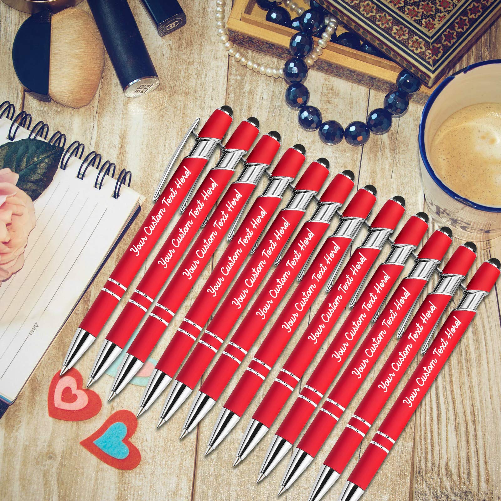 504 Pcs Personalized Pens with Free Name Engraving - Custom Metal Ballpoint Pens for Men & Women - Business, Office, Gifts - Stylus Tip, Black Ink, Click Action - Ideal for Corporate Events, Promotions & Branding
