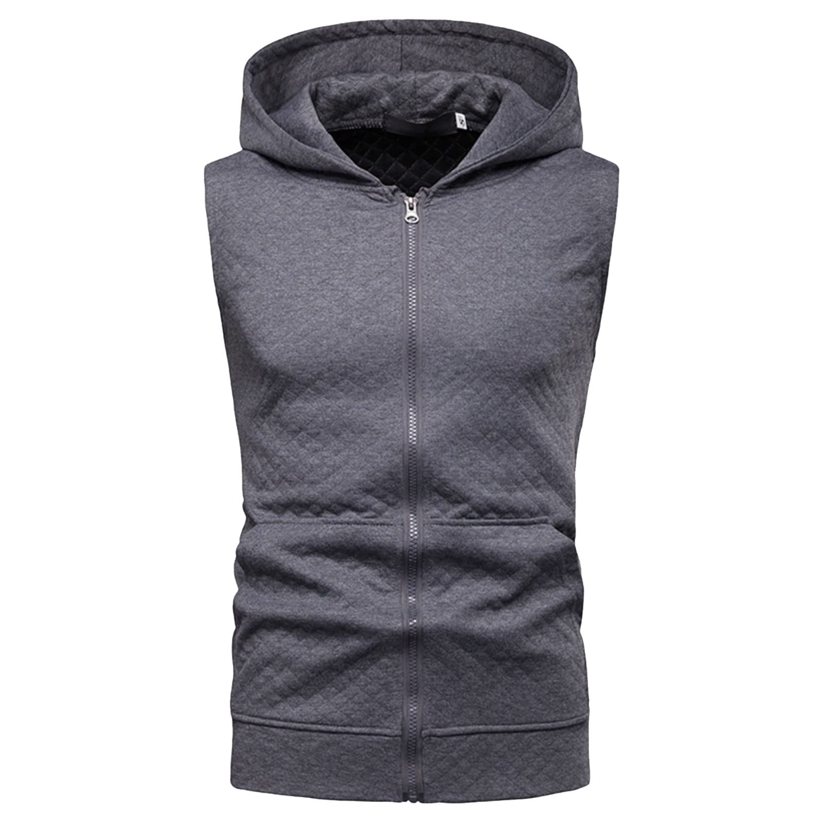 XZHDD Men's Hooded Waffle Knit Vest - Slim Fit Sleeveless Zipper Jacket for Outdoor Sports, Fitness & Casual Wear | Perfect for Gym, Hiking & Street Style