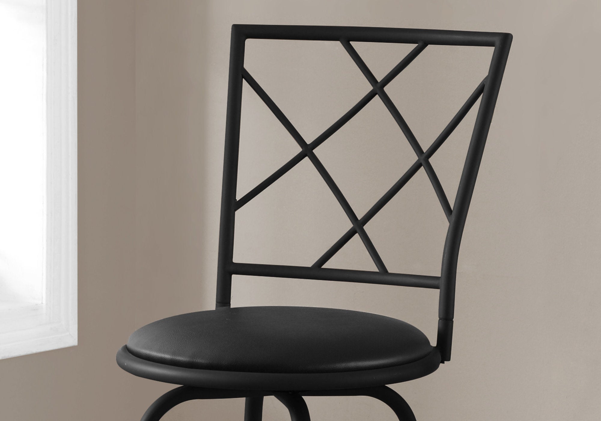 Premium Black Leather-Look Swivel Bar Stools - Set of 2 for Kitchen Island, Home Bar & Dining Room - Modern Counter Height Stools with 360° Rotation
