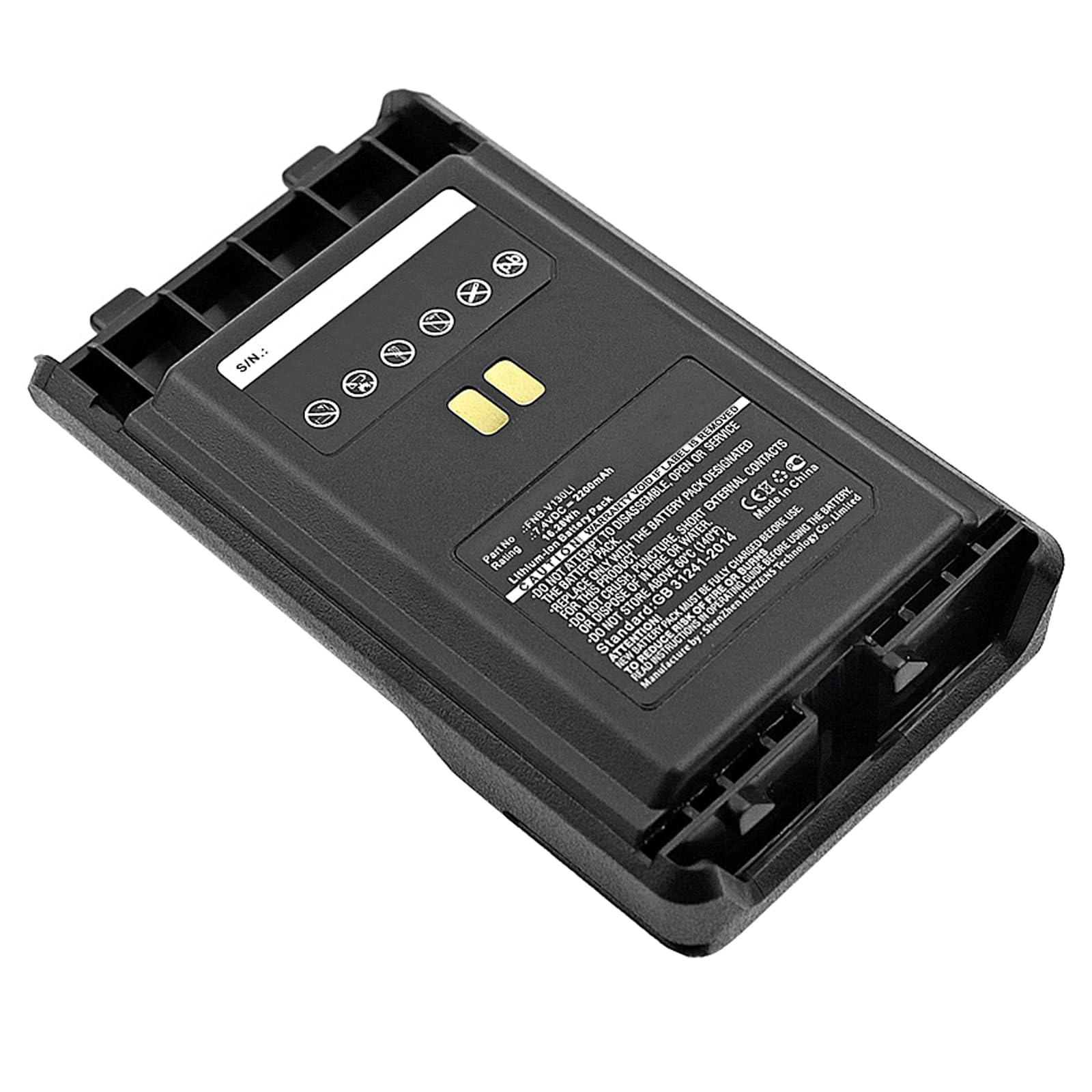 Synergy Digital 2-Way Radio Battery - 2200mAh Li-ion 7.4V Replacement for YAESU VX-351 & FNB-V130LI - Ultra High Capacity Walkie Talkie Battery for Outdoor Adventures, Hiking, and Emergency Communication