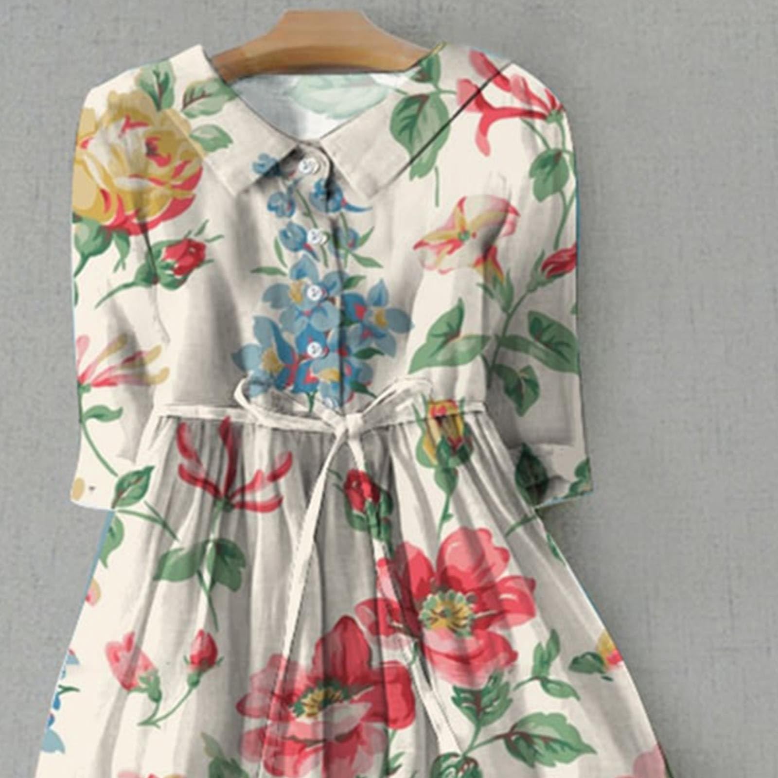 2025 Trendy Women's Summer Casual Lace Up Long Sundress - Boho Button Beach Dress for Vacation, Party & Outdoor Activities