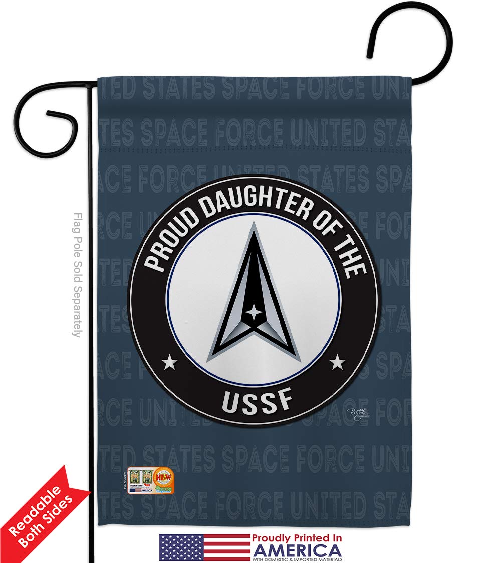 USSF Garden Flag Kit - Proud Daughter Space Force Military Yard Banner | Double-Sided 28x40 Inch Made in USA | Patriotic Home Decor for Front Yard, Porch & Military Appreciation Gifts