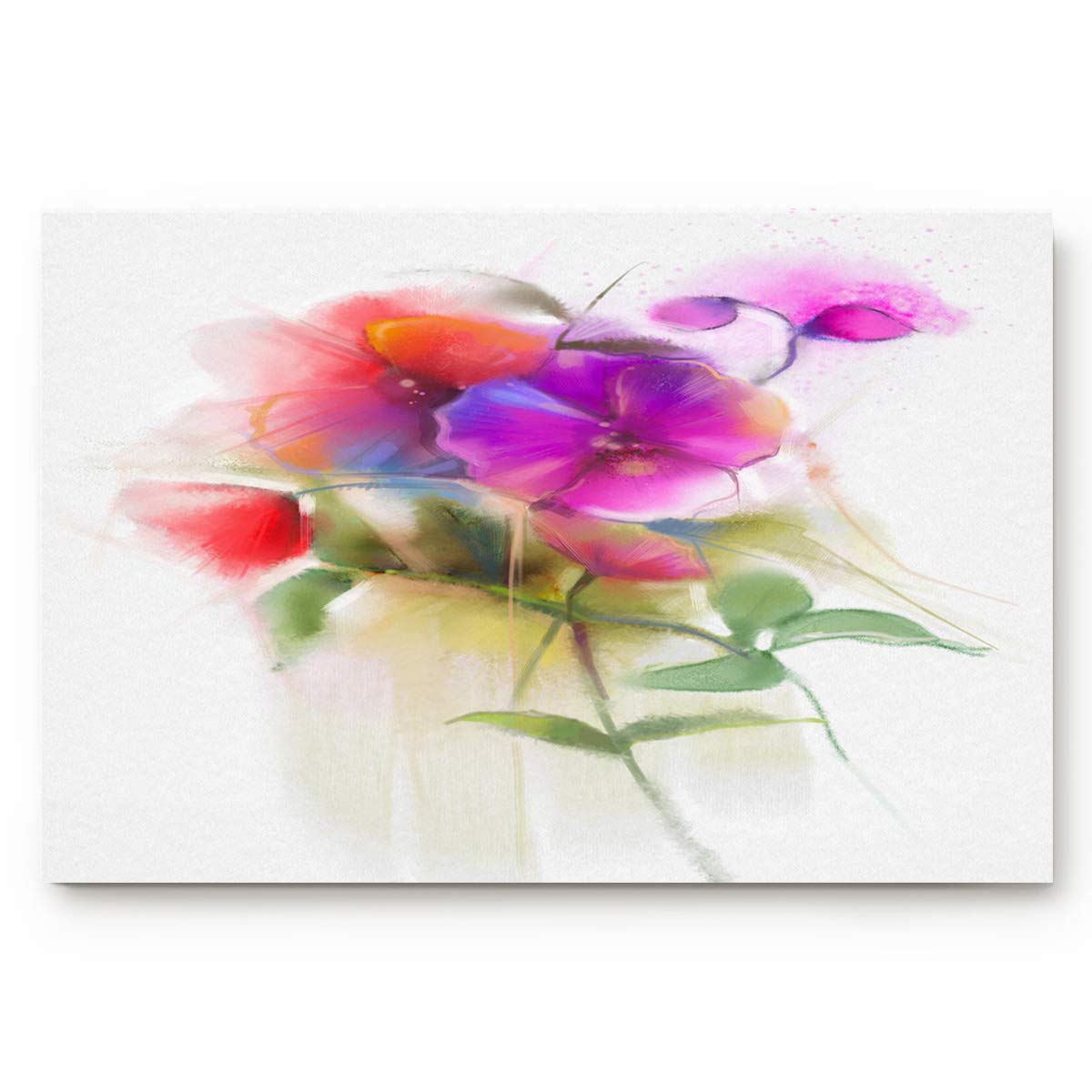 Non-Slip Watercolor Morning Glory Indoor Rug - 18x30 Inch Rectangle Entryway Carpet with Soft Absorbent Backing, Purple Red Floral White Design for Living Room & Bedroom - Perfect for Home Decor, Floor Protection & Cozy Spaces