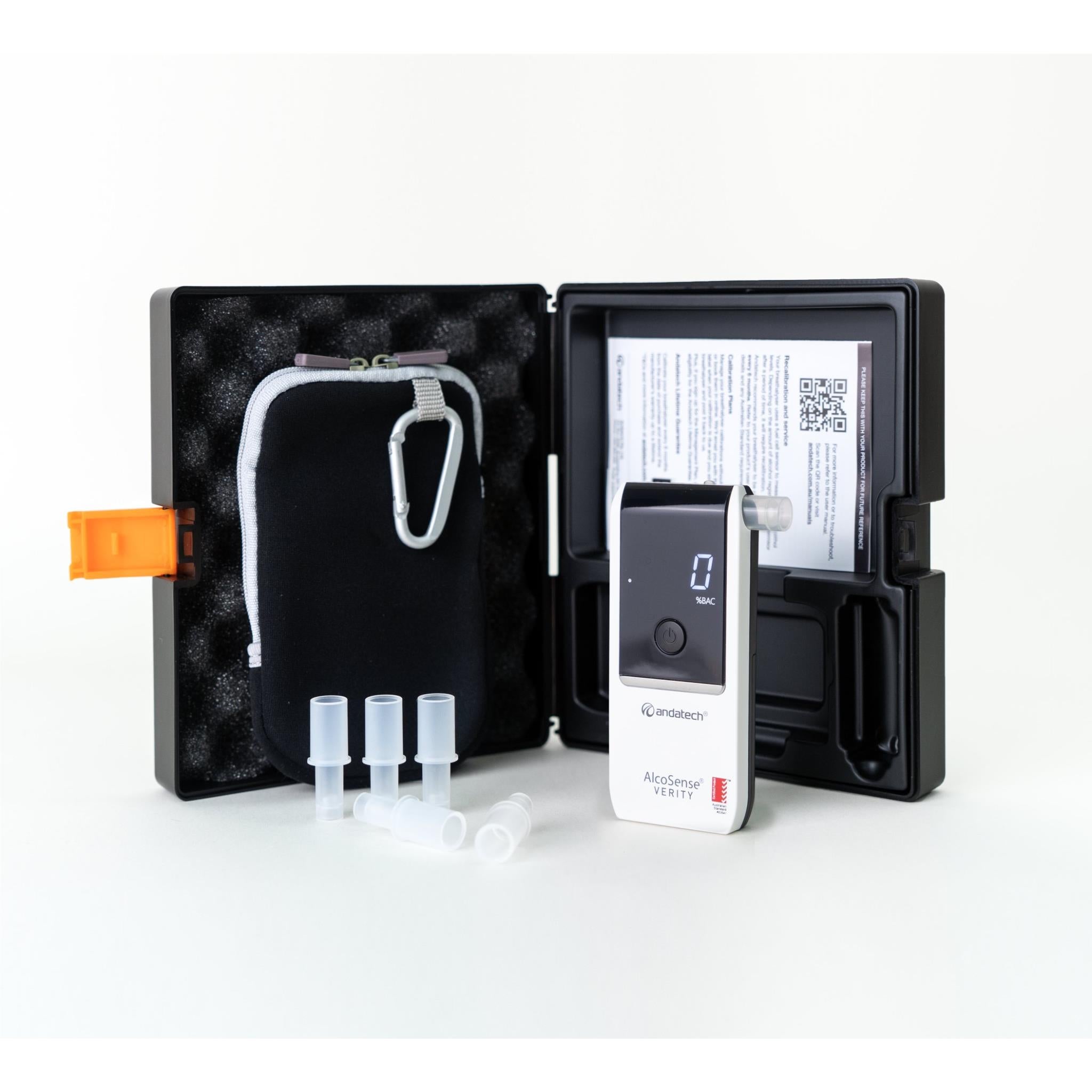 Andatech Alcosense Verity Personal Breathalyser (White) - Accurate Portable Alcohol Tester for Home, Office & Travel Use
