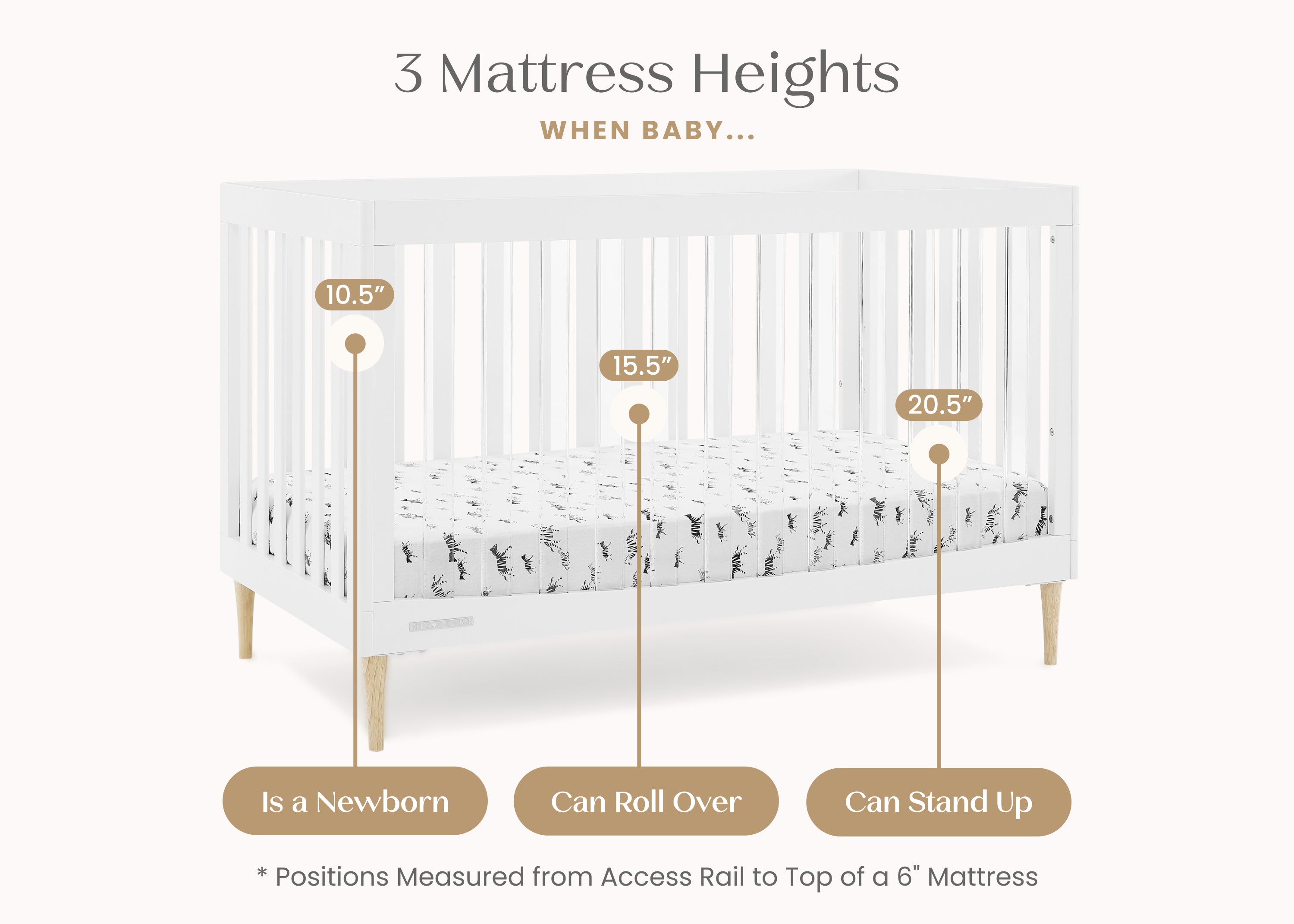 Austin Acrylic 4-in-1 Convertible Baby Crib - Toddler Bed, Daybed & Full-Size Bed | Modern Nursery Furniture for Boys & Girls | Perfect for Small Spaces & Growing Families