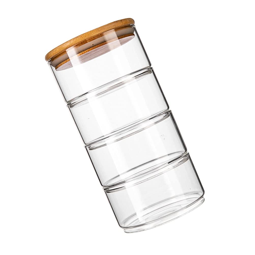Stackable Glass Food Storage Containers with Lids - 4-Tier Airtight Apothecary Jars for Cookies, Coffee, Pasta & Dry Goods - Perfect for Kitchen Pantry Organization & Bulk Food Storage