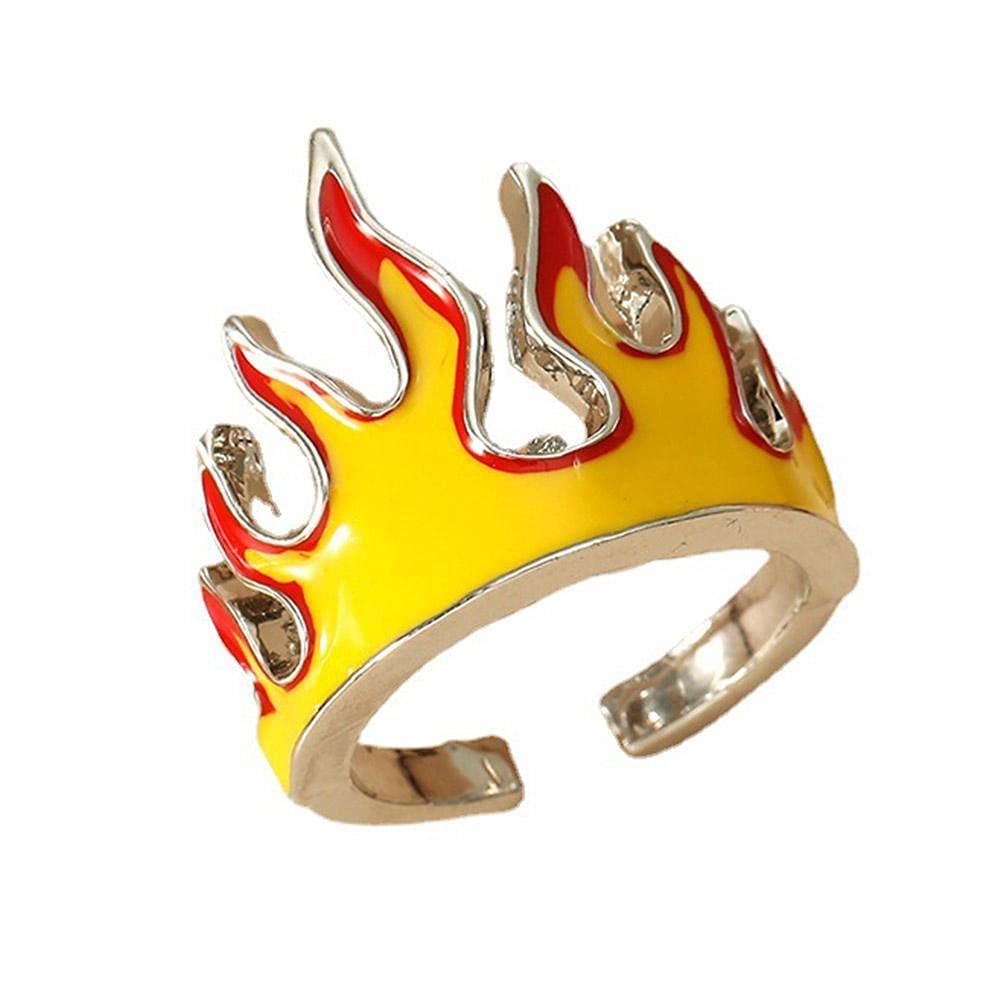 Trendy Flame Open Rings for Men & Women - Adjustable Hip Hop Jewelry Gift for Party & Wedding