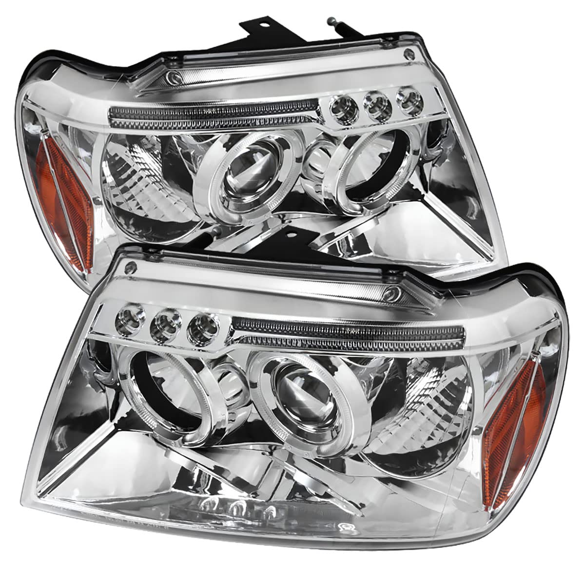 99-04 Jeep Grand Cherokee Clear LED Halo Projector Headlights - Bright White Light for Night Driving & Off-Road Adventures