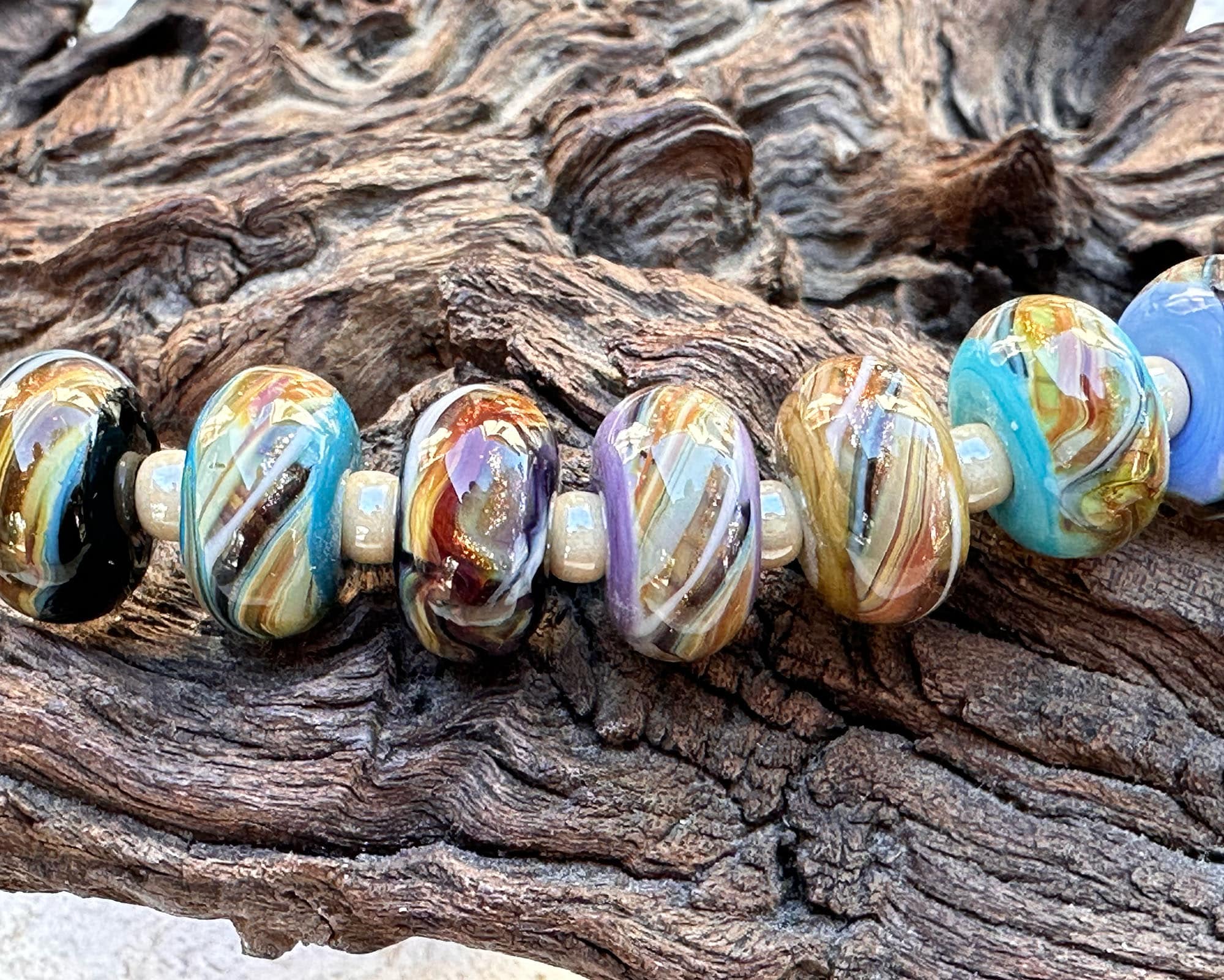 12-Piece Sparkling Organic Twist Lampwork Glass Beads Set for Jewelry Making - DIY Bracelets, Necklaces & Craft Projects (SRA Certified)