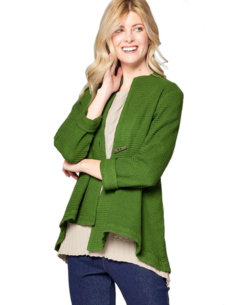 Focus Fashion Women's Cotton Waffle One Button Swing Jacket & Mini Waffle Hooded - Stylish Casual Outerwear for Fall & Spring | Perfect for Layering, Coffee Dates, and Weekend Outings