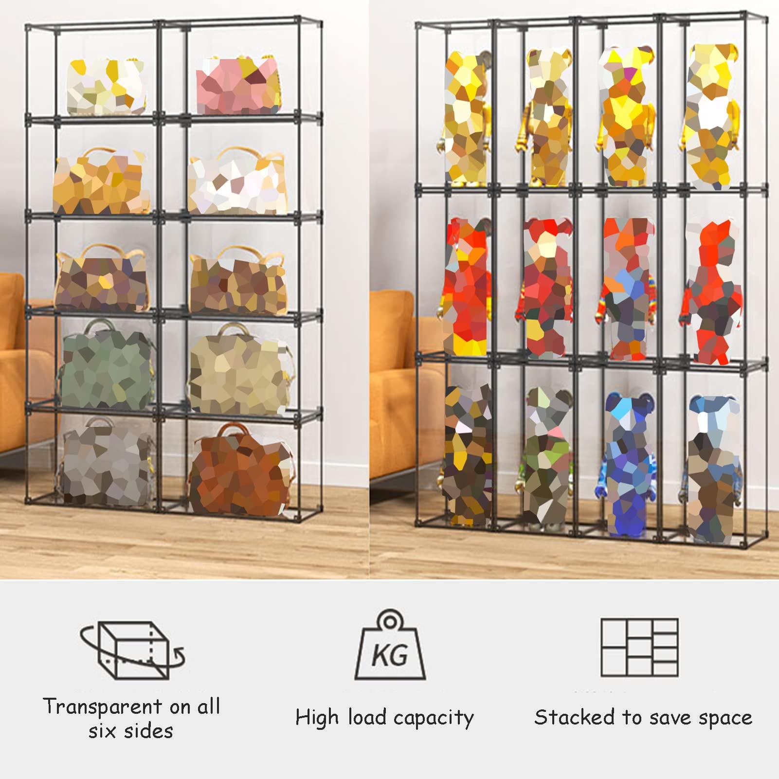 Clear Acrylic Display Case for Collectibles - Stackable Dustproof Protection Showcase for Figures, Toys & Models - Perfect for Countertop Display, Retail Stores, and Home Decor Organization