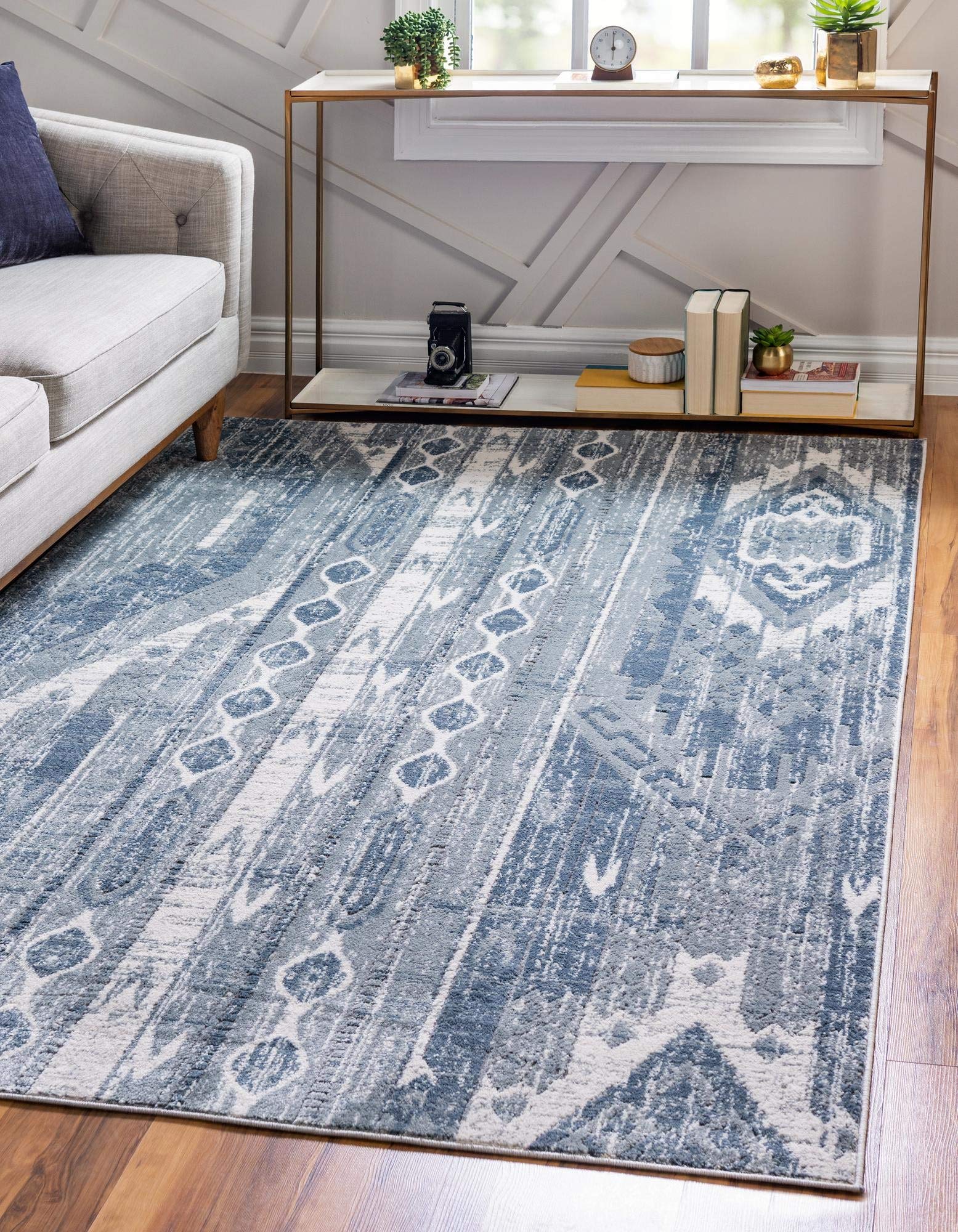 Premium 6' x 9' Light Slate Blue Low-Pile Area Rug - Oregon Collection by Rugs.com | Soft Modern Living Room Carpet, Durable Dining Room Rug for Open Floor Plans & High Traffic Areas