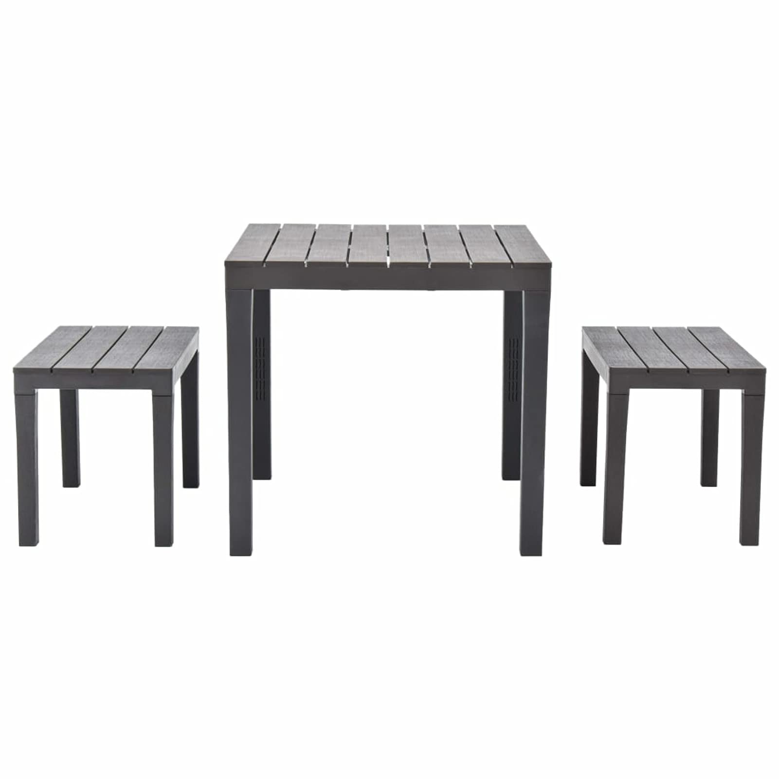 Tidyard 3-Piece Outdoor Dining Set - Brown Plastic Garden Table with 2 Bench Chairs for Patio, Backyard, Terrace, Bistro - Perfect for Outdoor Entertaining and Relaxing in Your Garden