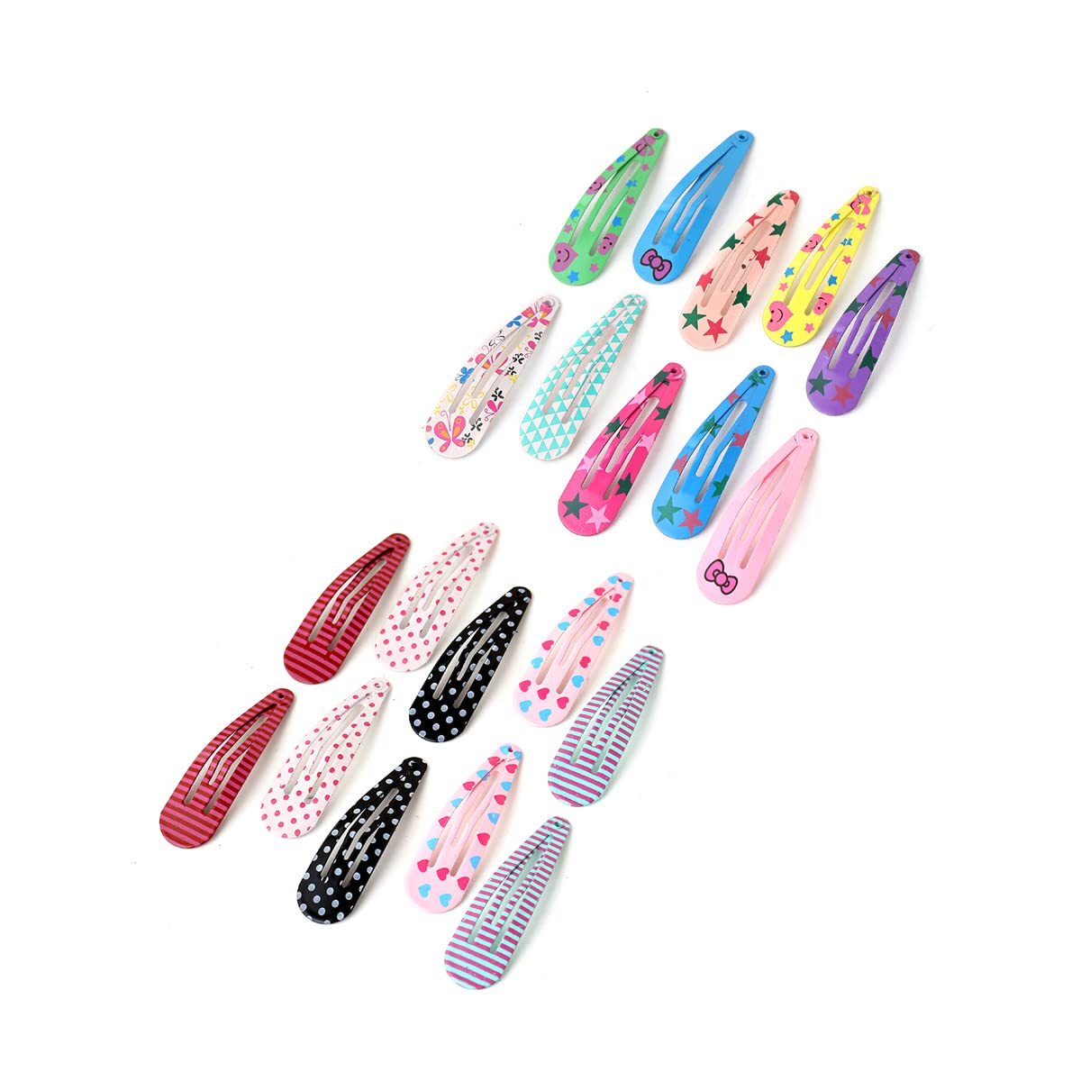 Melbees by Yellow Chimes 20-Piece Girls Hair Clips Set - Colorful Snap Clips & Tic Tac Hair Pins for Kids, Cute Hair Accessories for School, Parties & Everyday Wear