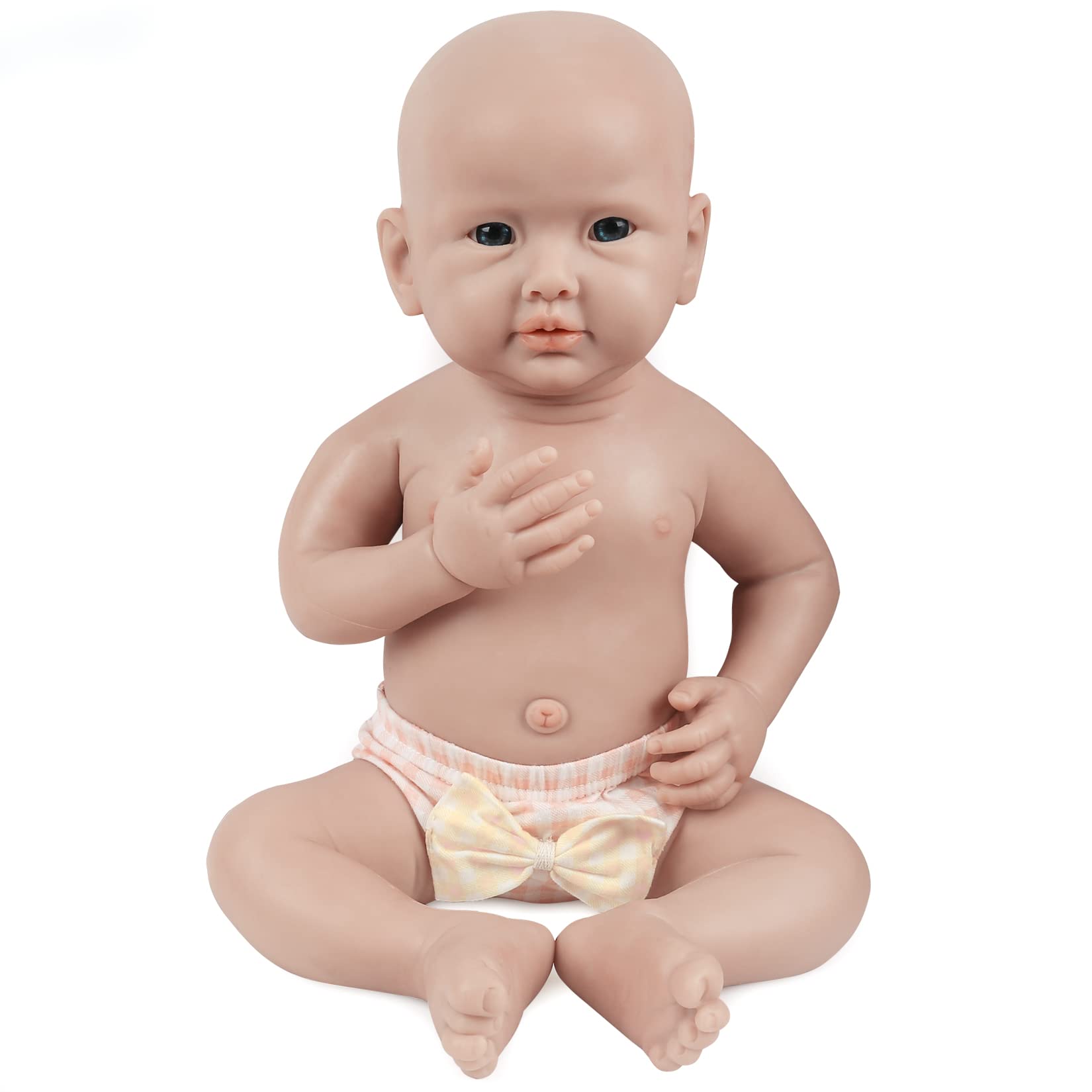 Vollence 20 Inch Realistic Full Silicone Baby Doll with Open Eyes - Lifelike Non-Vinyl Girl Doll for Collectors, Gift Giving & Nursery Decor