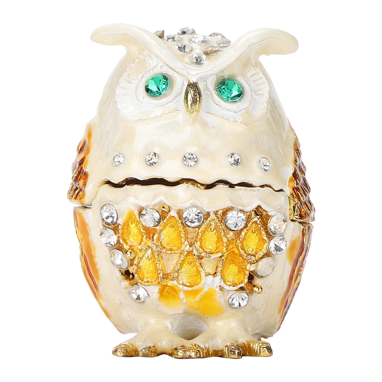 Owl Trinket Box with Rhinestones - Mini Jewelry Box & Ring Holder for Earrings, Necklaces - Decorative Hinged Owl Figurine for Home Decor, Gift Giving & Vanity Organizer