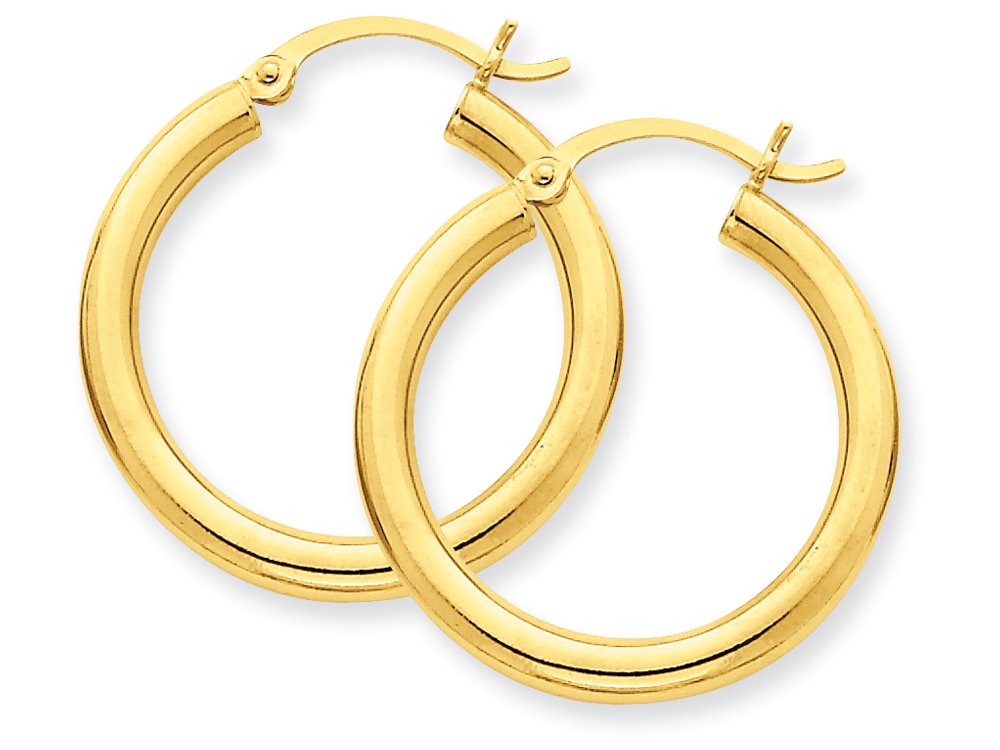 FJC Finejewelers 10k Yellow Gold 3mm Round Hoop Earrings - Classic Polished Hoops for Women, Perfect for Everyday Wear, Parties & Gifts