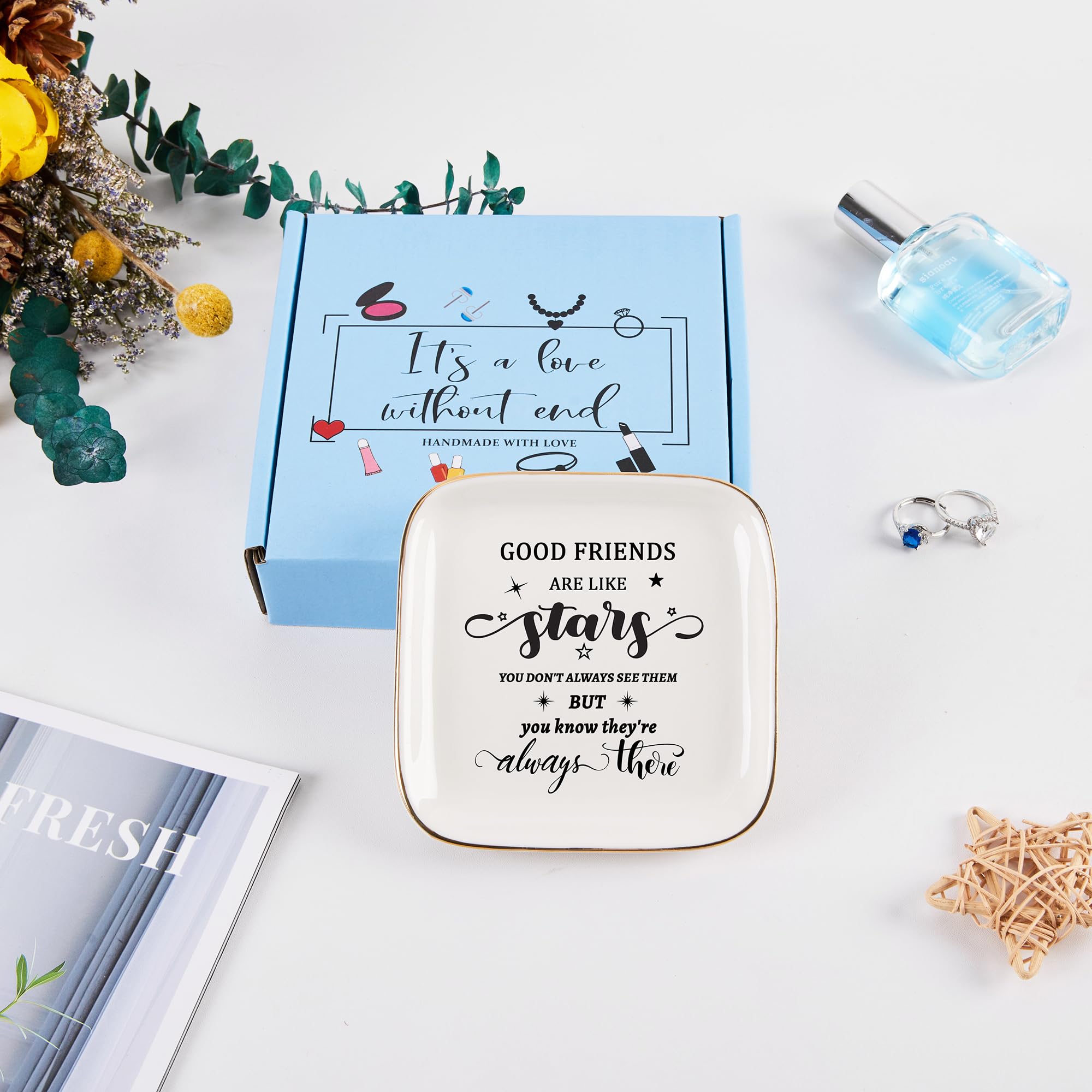 Best Friend Gifts for Women - Elegant Jewelry Tray & Trinket Dish | Unique Friendship Gifts for Birthday, Christmas, Valentine's Day & Mother's Day | Perfect for Jewelry Organization, Vanity Decor & Thoughtful Present Giving