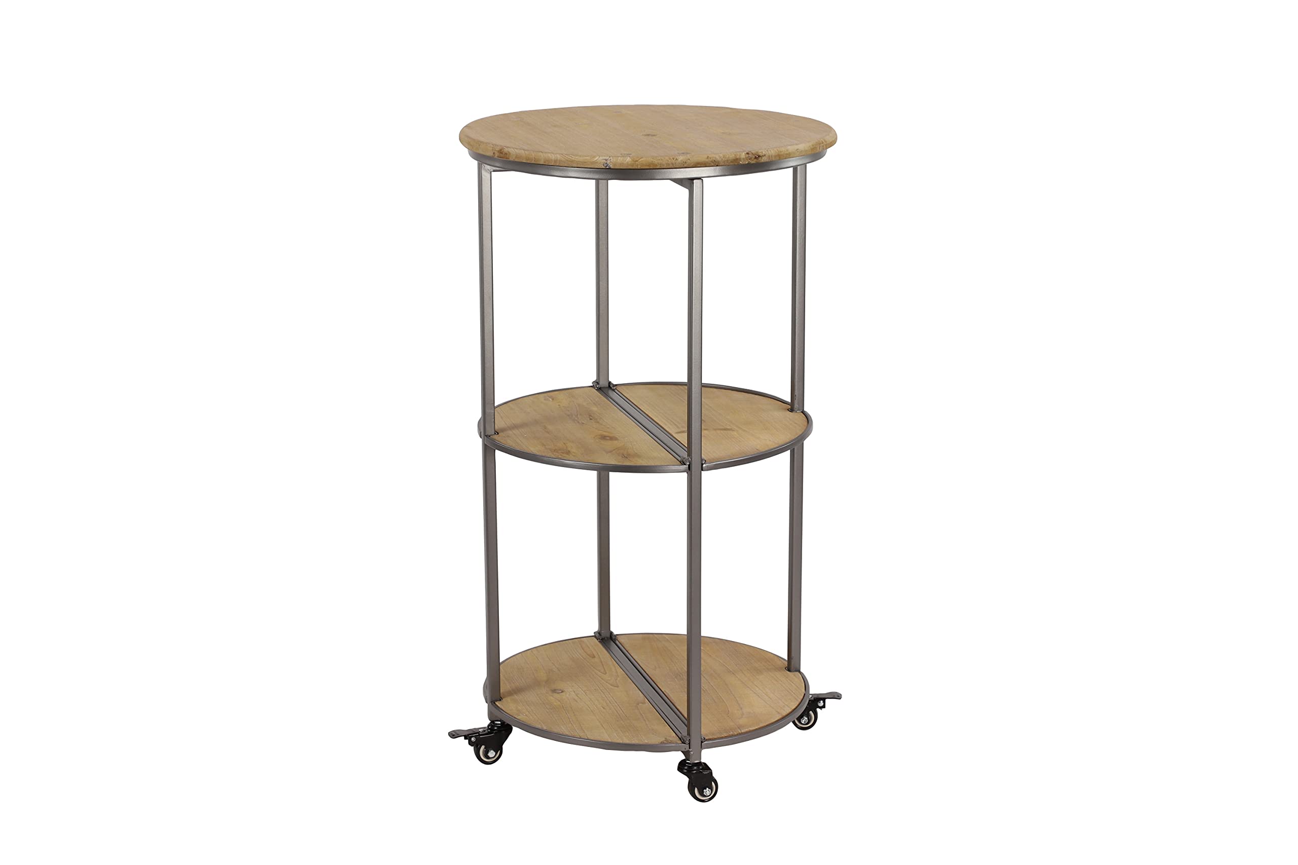Farmhouse Style Wooden Square Bar Cart - 20x20x35 Inches Rustic Light Brown Rolling Serving Cart for Kitchen, Living Room, or Outdoor Entertaining