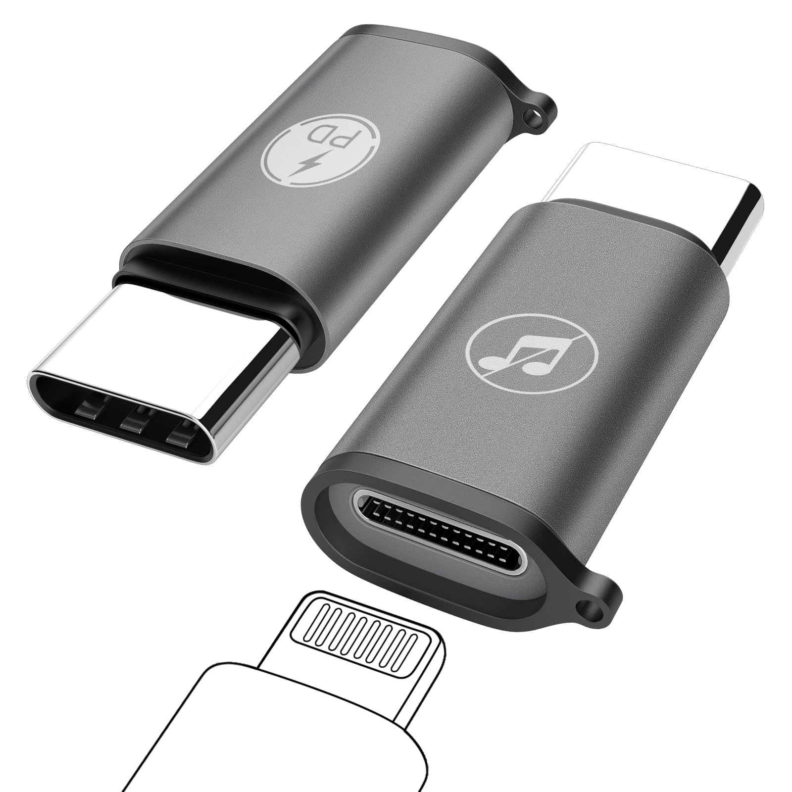 2-Pack USB-C to Lightning Adapter for iPhone 15 Pro Max/Plus - Fast PD Charging & Data Sync Compatible with iPad Pro/Air, Samsung Galaxy S24/S23 (Not for Audio/OTG) - Perfect for Travel, Office & Home Charging