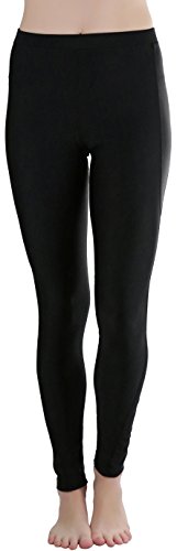 High Waisted Long Swim Pants - Black and Mesh