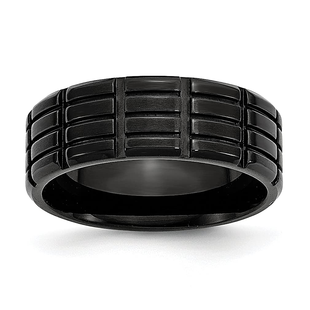 ICE CARATS Titanium Black 8mm Band Ring - Men's Wedding Ring, Fashion Jewelry & Perfect Gift for Dad, Husband, Boyfriend - Ideal for Anniversaries, Engagements & Special Occasions