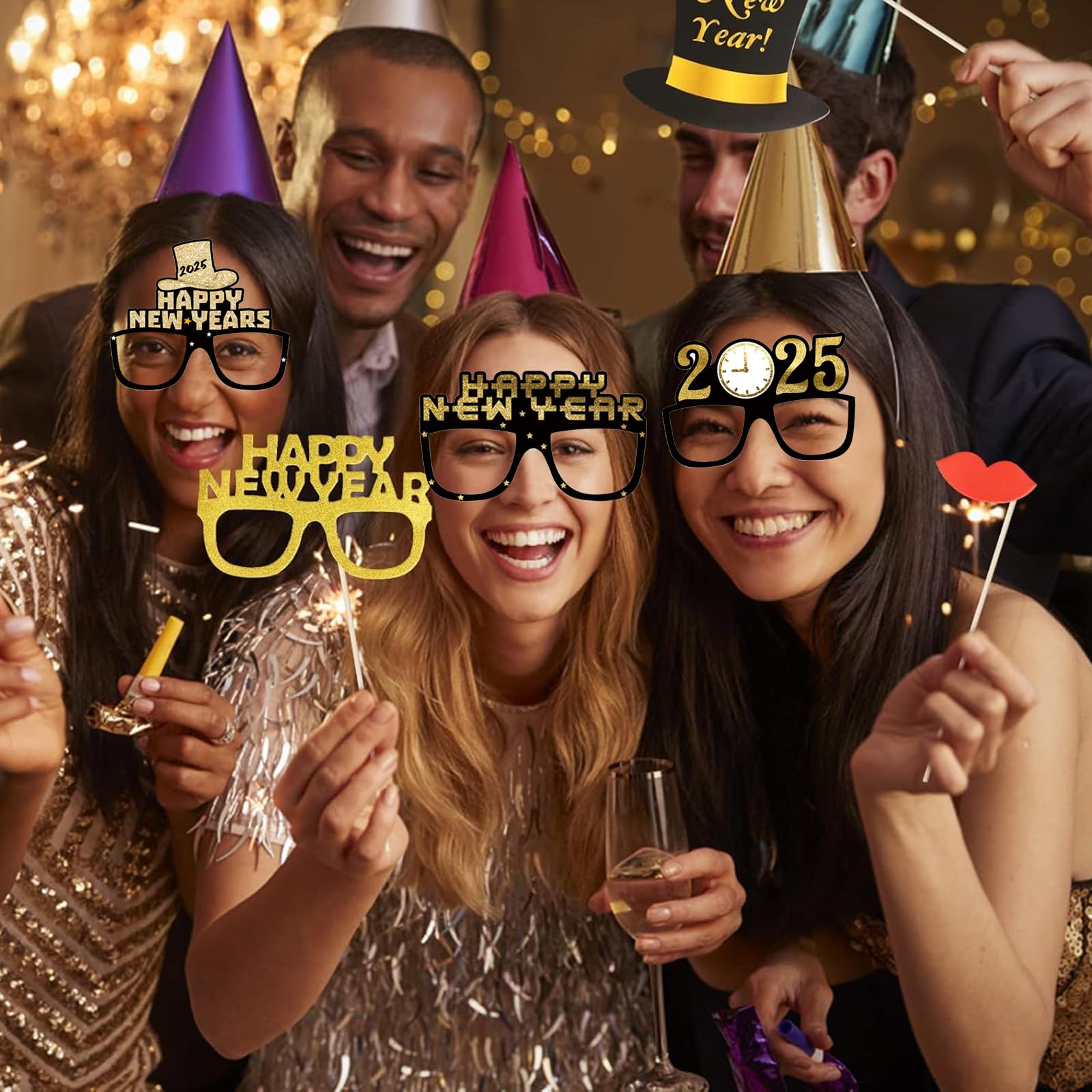 2025 New Year's Eve Glasses - 12Pcs Happy New Year Party Decorations & Eyewear Props for NYE Celebrations, Adult Party Favors & Dress Up Accessories - Perfect for Countdown Parties, Themed Events and Festive Gatherings