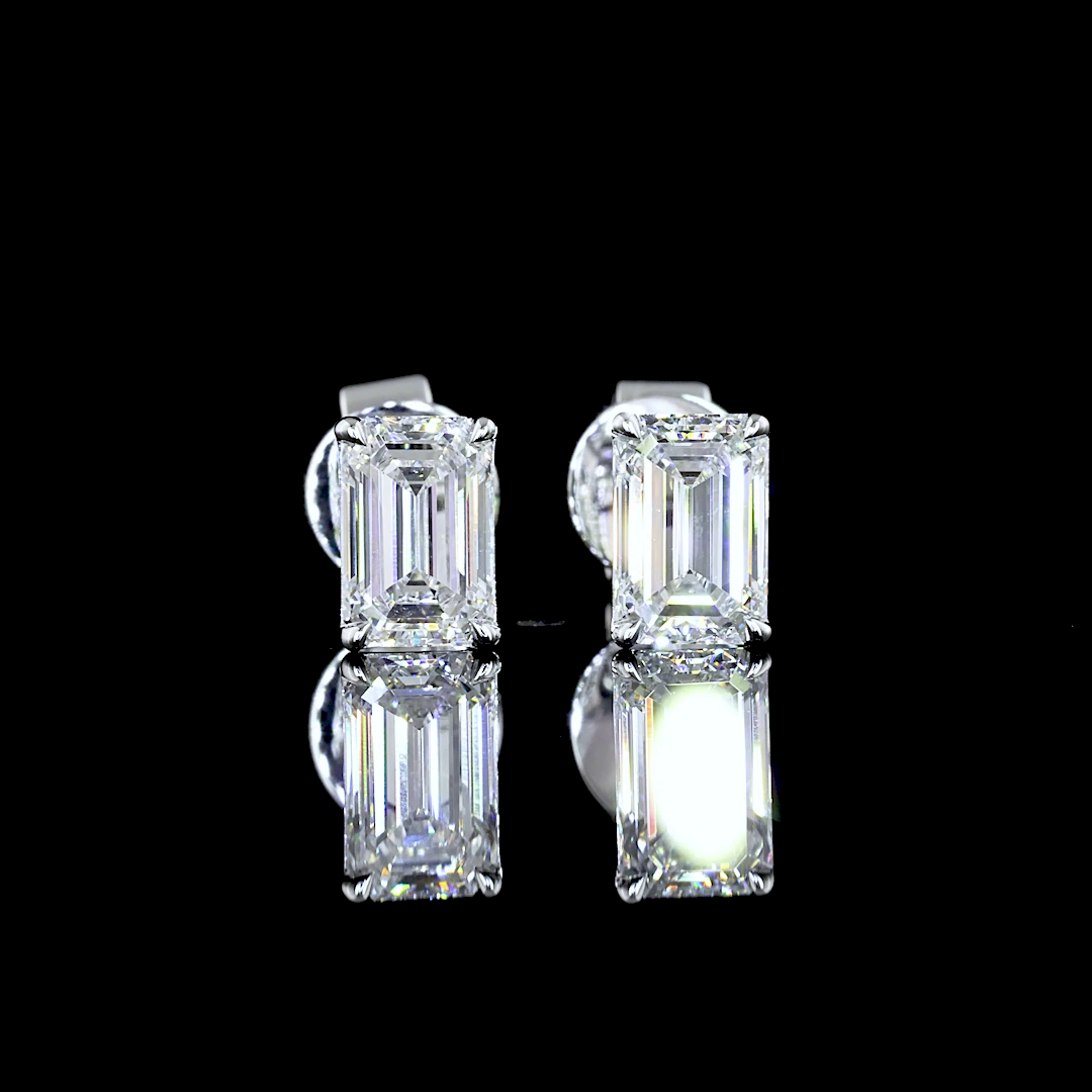 1.03 Carat Lab Grown Emerald Diamond Stud Earrings in 14K White Gold | F VS1 Clarity | Elegant Gift for Women, Anniversary & Special Occasions