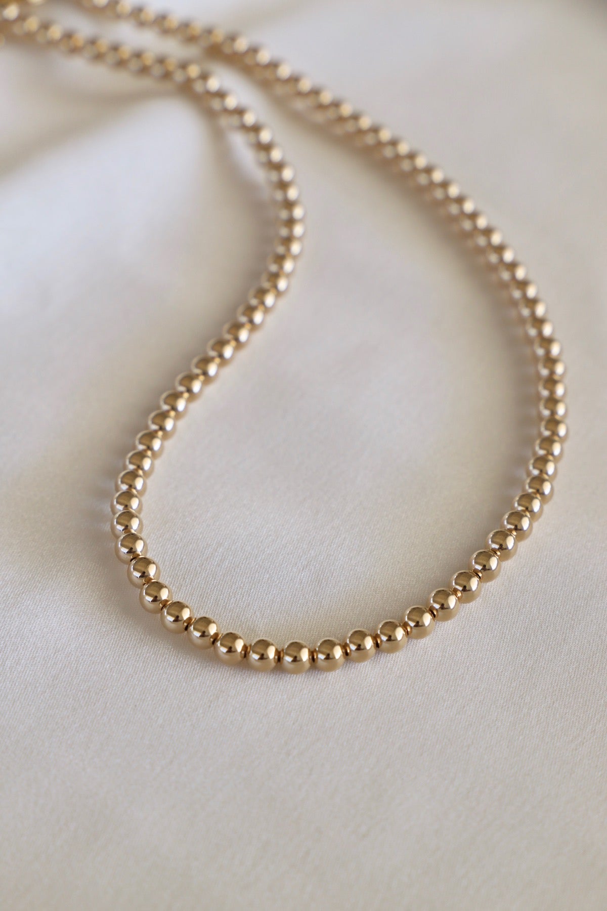 14K Gold Filled 5mm Beaded Necklace for Women - Elegant Layering Jewelry for Everyday Wear, Gift Giving & Special Occasions