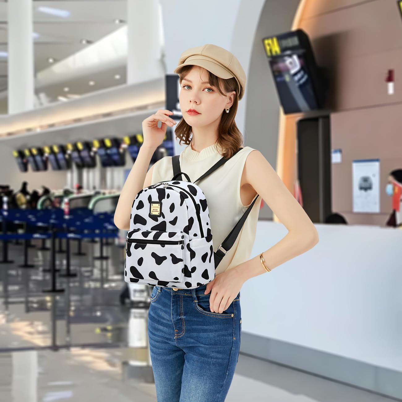 Cusangel Mini Cow Print Backpack for Women & Girls - 10L Cute Small Purse Backpack for Work, Travel & Shopping | Perfect for School, Malls, Farms & Daily Use