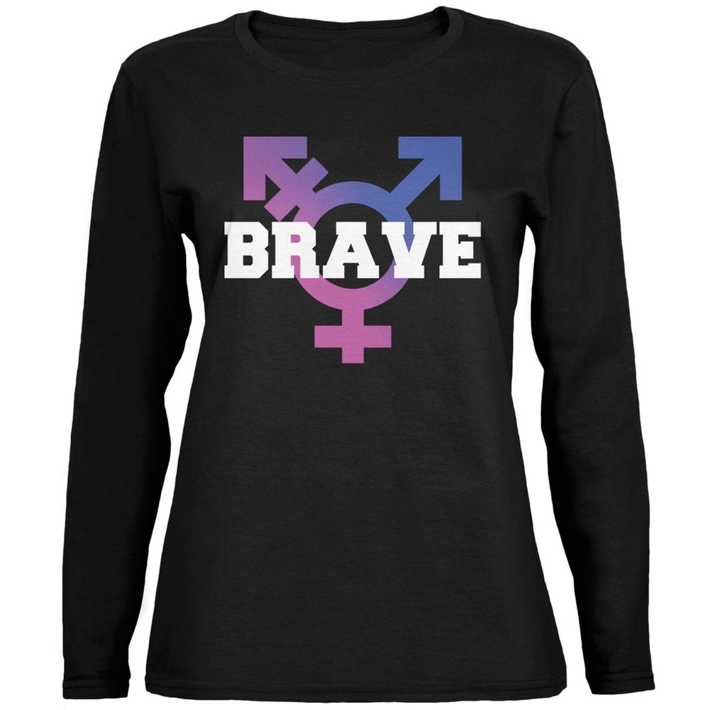 Old Glory Brave Transgender Caitlyn Jenner Black Women's Long Sleeve T-Shirt - Pride Month, LGBTQ+ Support & Casual Wear