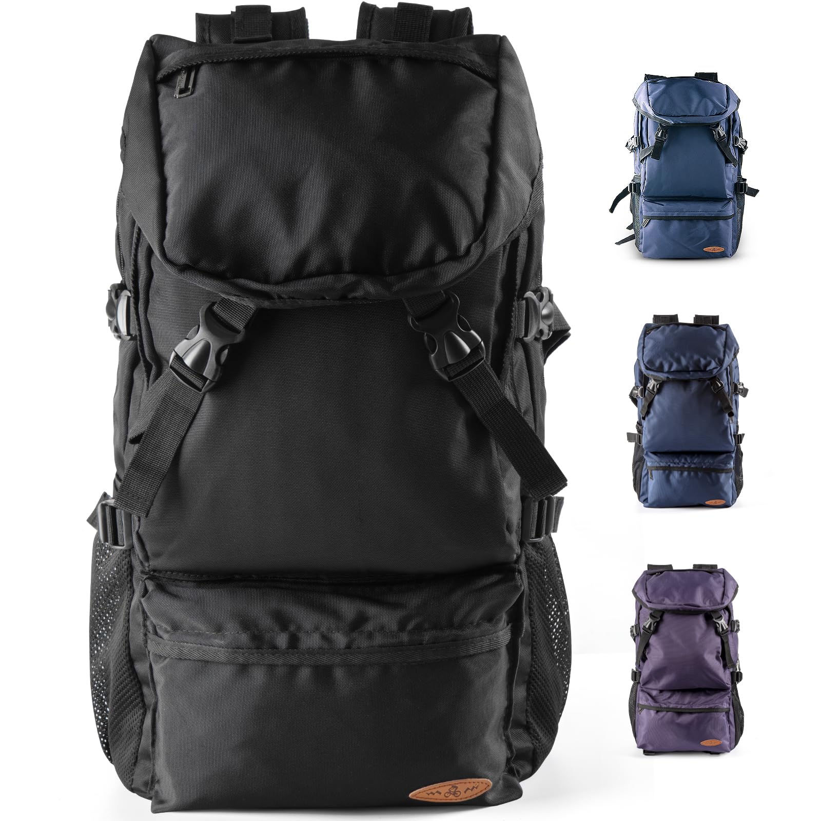 VGCUB Large Travel Backpack - Lightweight Waterproof Hiking & Camping Rucksack for Outdoor Sports, Gym & Daily Use - Extra Large Carry On Daypack for Men & Women (Black) - Perfect for Travel, Hiking, Camping & Work Commute