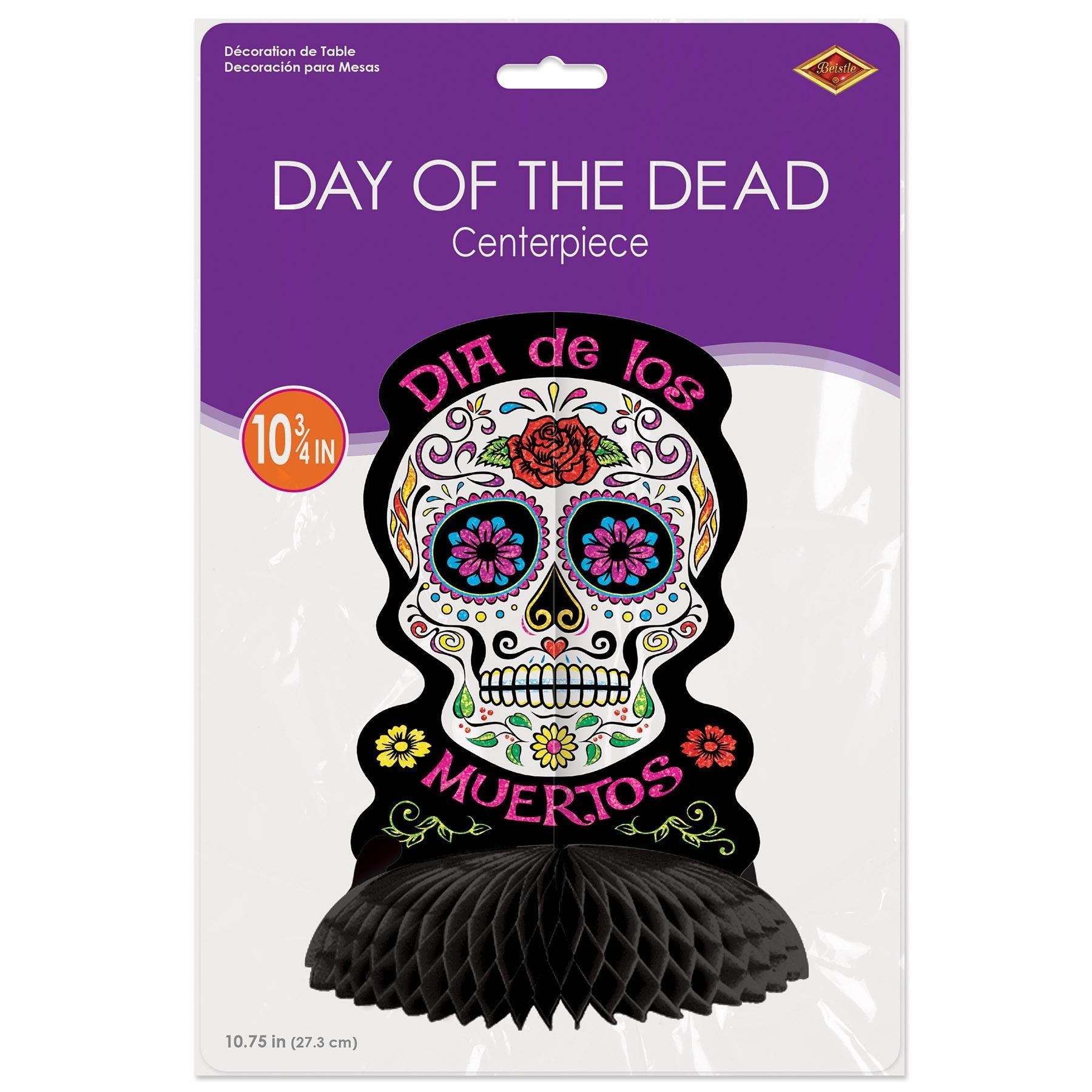 12 Pack Beistle Day of The Dead Centerpieces - Colorful Mexican Sugar Skull Decorations for Halloween, Dia de los Muertos Party, and Home Decor
