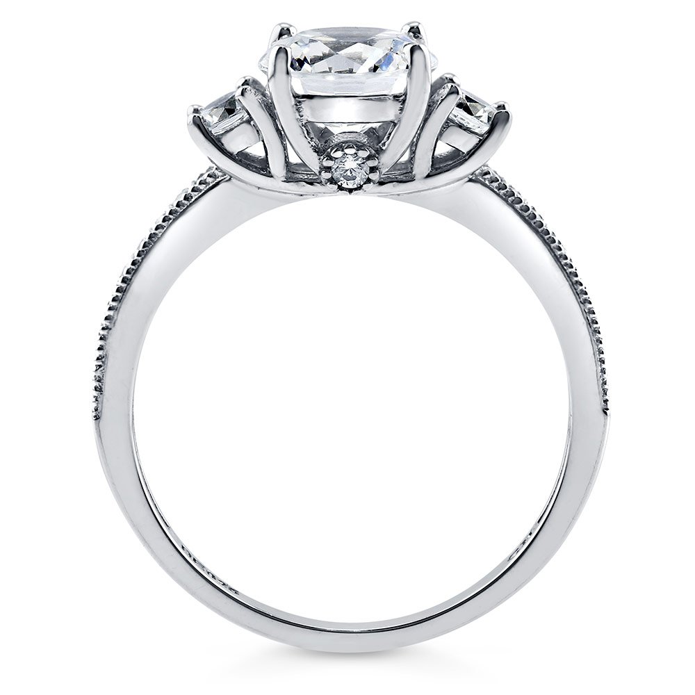 BERRICLE Sterling Silver 3-Stone Wedding & Engagement Ring 1.25ct Round Cut Cubic Zirconia CZ Promise Ring for Women, Rhodium Plated Size 4-10 - Perfect for Proposals, Anniversaries & Romantic Gifts