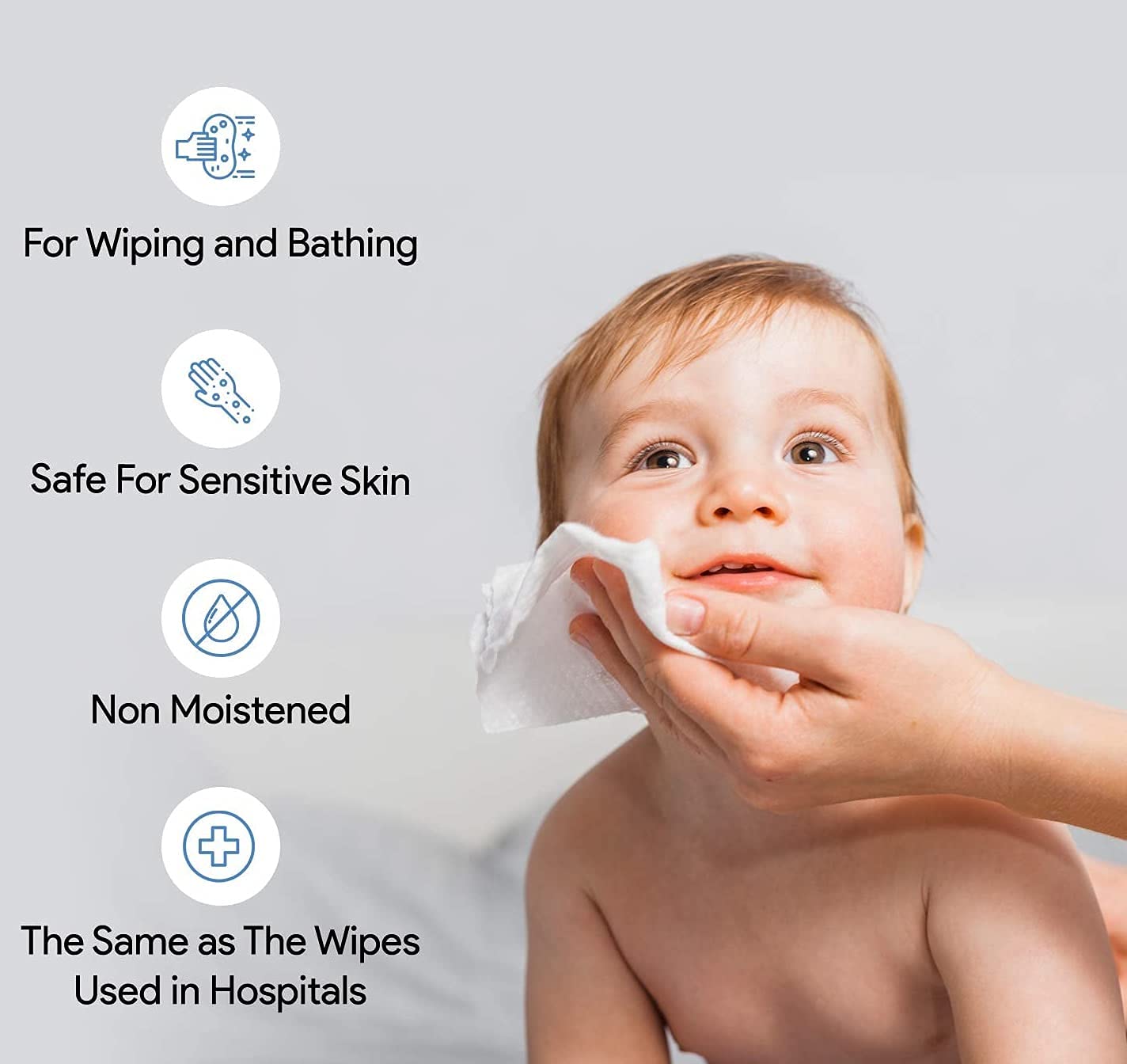 150Pcs Soft Disposable Face Towels - Hypoallergenic Cotton Facial Tissues for Sensitive Skin | 8x8 Inch Lint-Free Dry & Wet Wipes | Makeup Remover, Baby Care & Surface Cleaning | Gentle for Daily Use, Travel & Spa