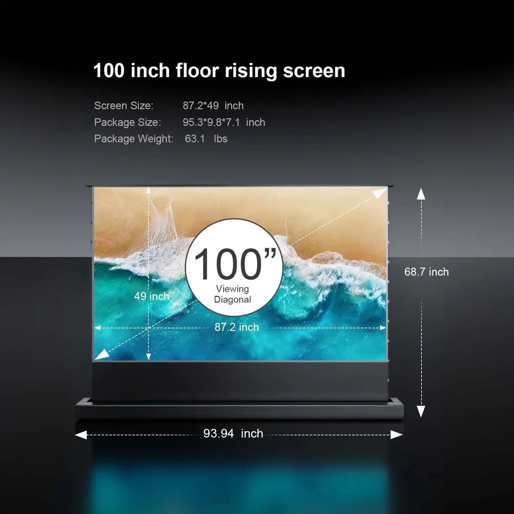 AWOL Vision LTV 3000 Pro 4K Laser Projector with 100-120 Inch ALR Floor Rising Screen Bundle - Perfect for Home Theater, Outdoor Movie Nights, and Gaming Setups
