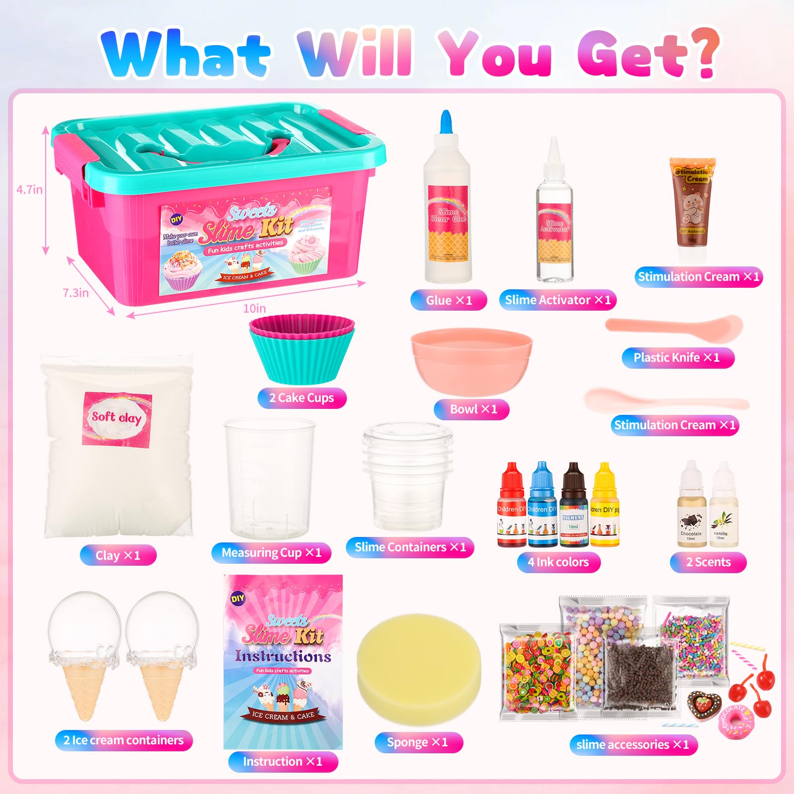 DIY Sweets Slime Kit for Kids - Make Cake, Ice Cream, Butter, Cloud & Fluffy Slime | Creative Arts & Crafts Toy for Girls Ages 8-12 | Fun Birthday Party Favors & STEM Learning Activity Gift | Perfect for Playdates, Sleepovers & Sensory Play