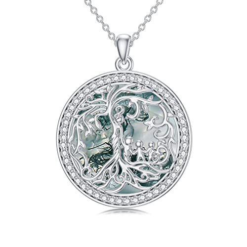 H-Mother and 3 Child-Moss Agate
